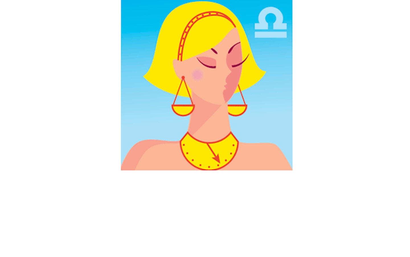 Illustration of woman with weighing scales for earrings