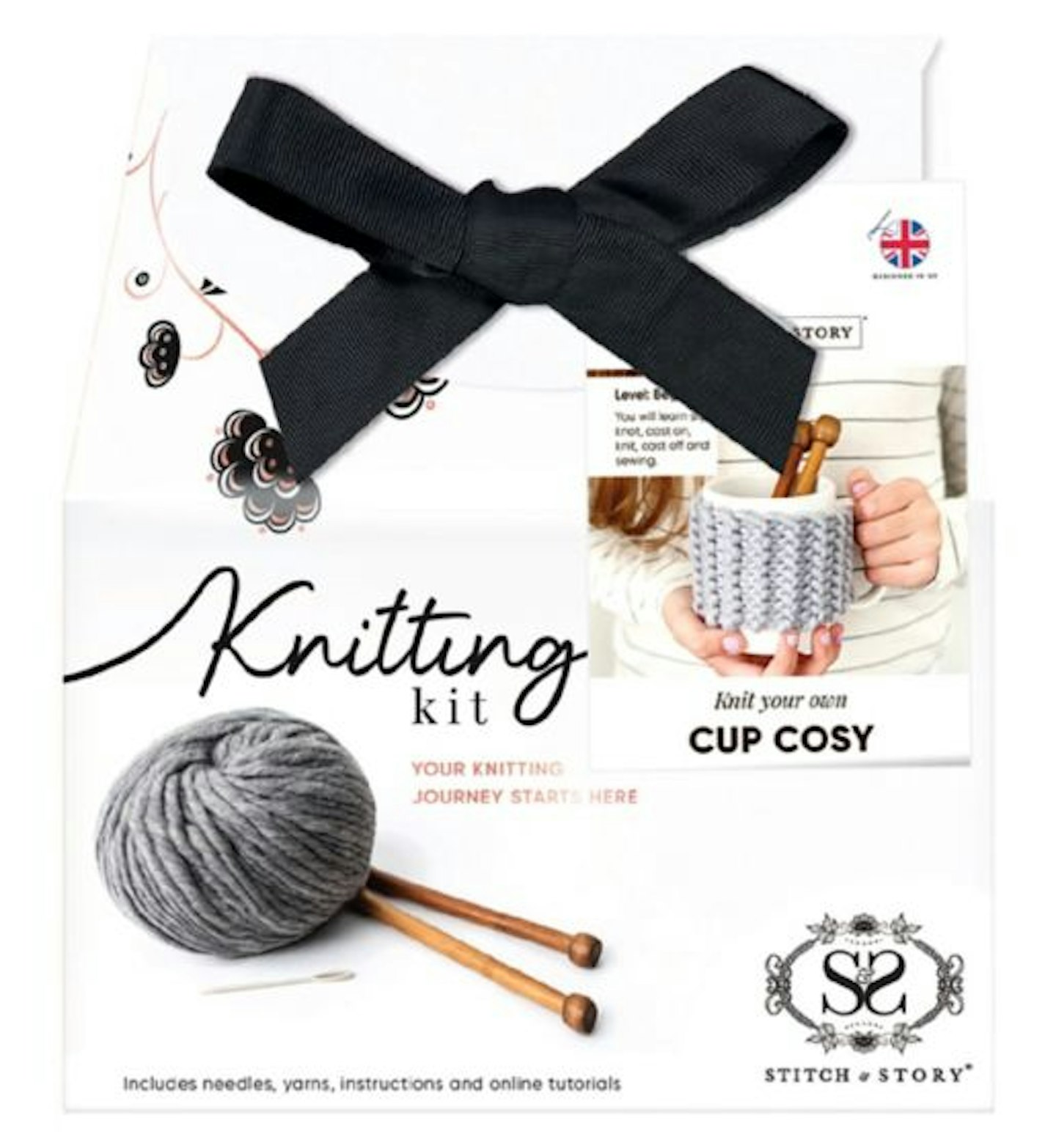 Stitch & Story Knit Your Own Cup Cosy Kit in grey