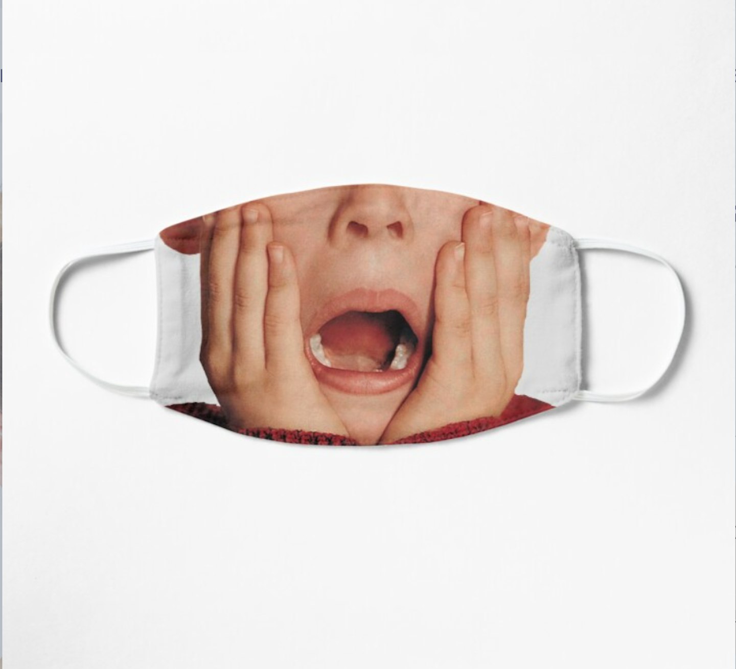 RedBubble, Home Aloneu2019s Kevin Shocked Face Mask, £9.57