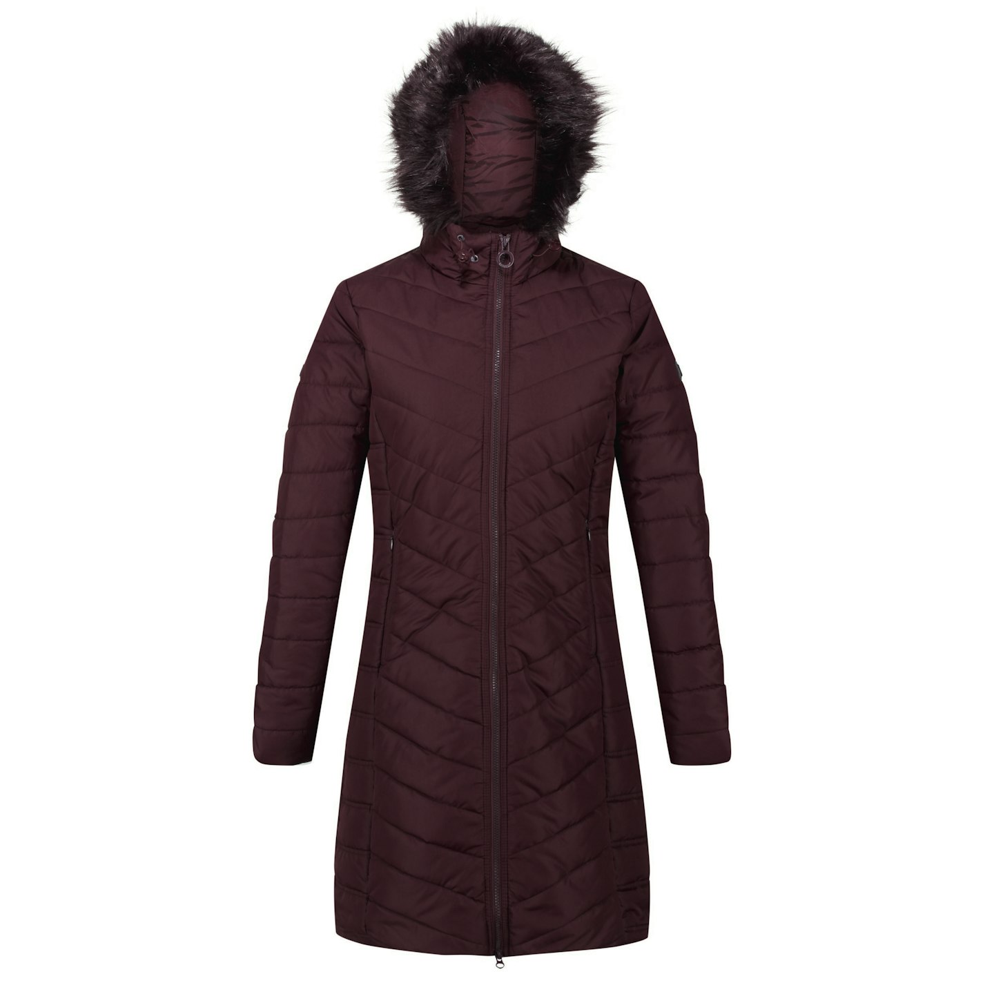 Kimberley Walsh fritha insulated quilted fur trimmed hooded parka jacket dark burgundy