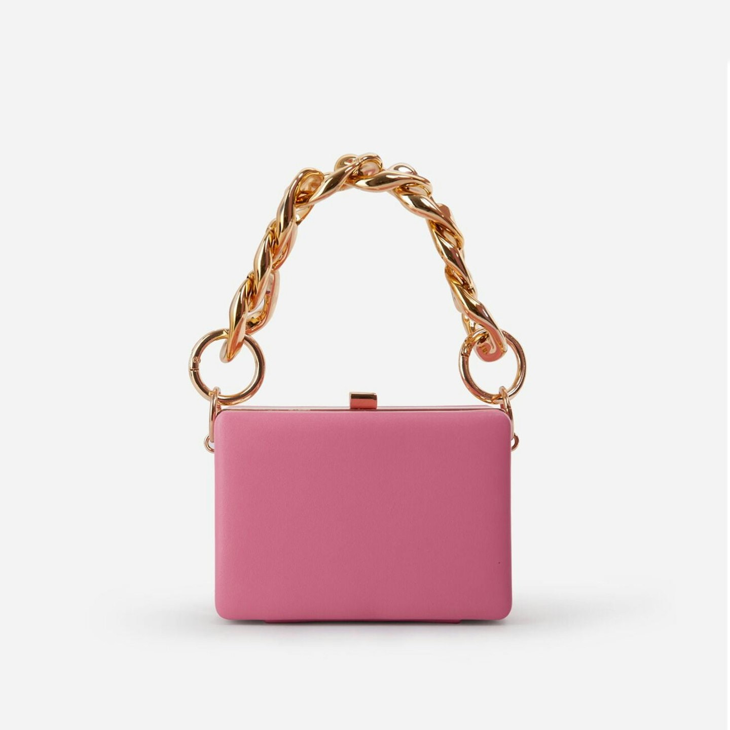 Kady Chunky Chain Box Bag In Pink Faux Leather