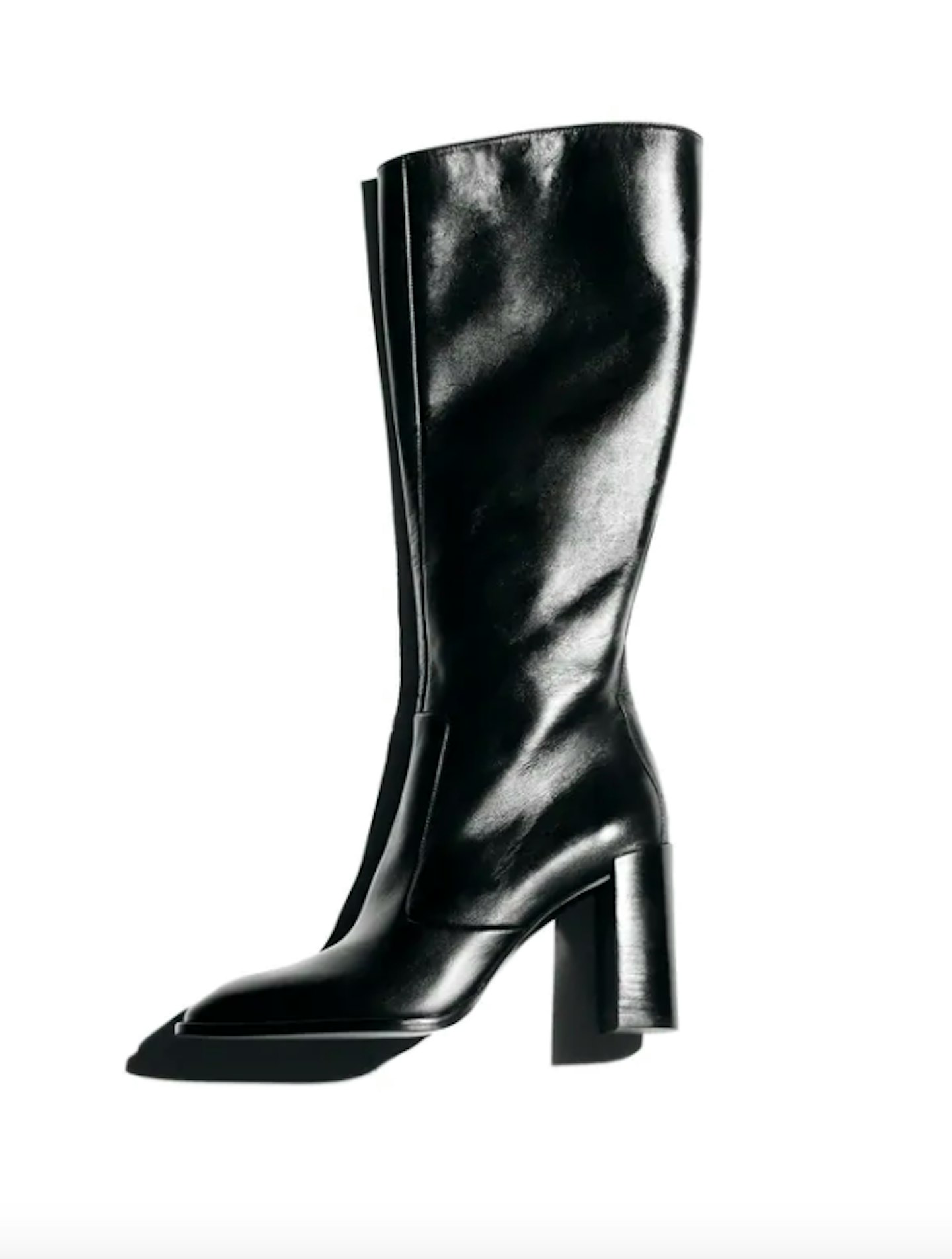 Zara, Leather Heeled Boot With Square Toe, £119