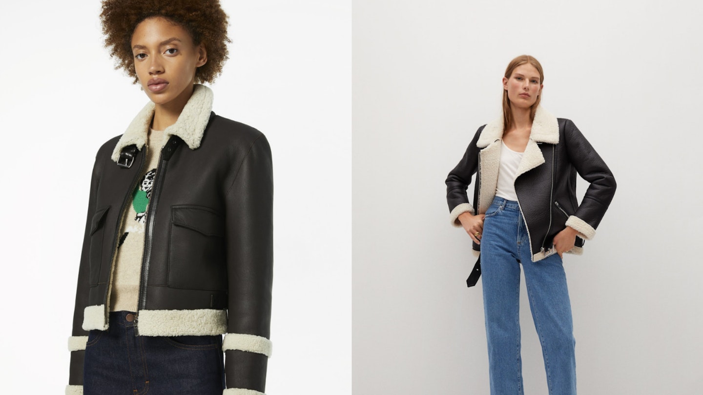 Mango dupe for Victoria Beckham's leather fur jacket