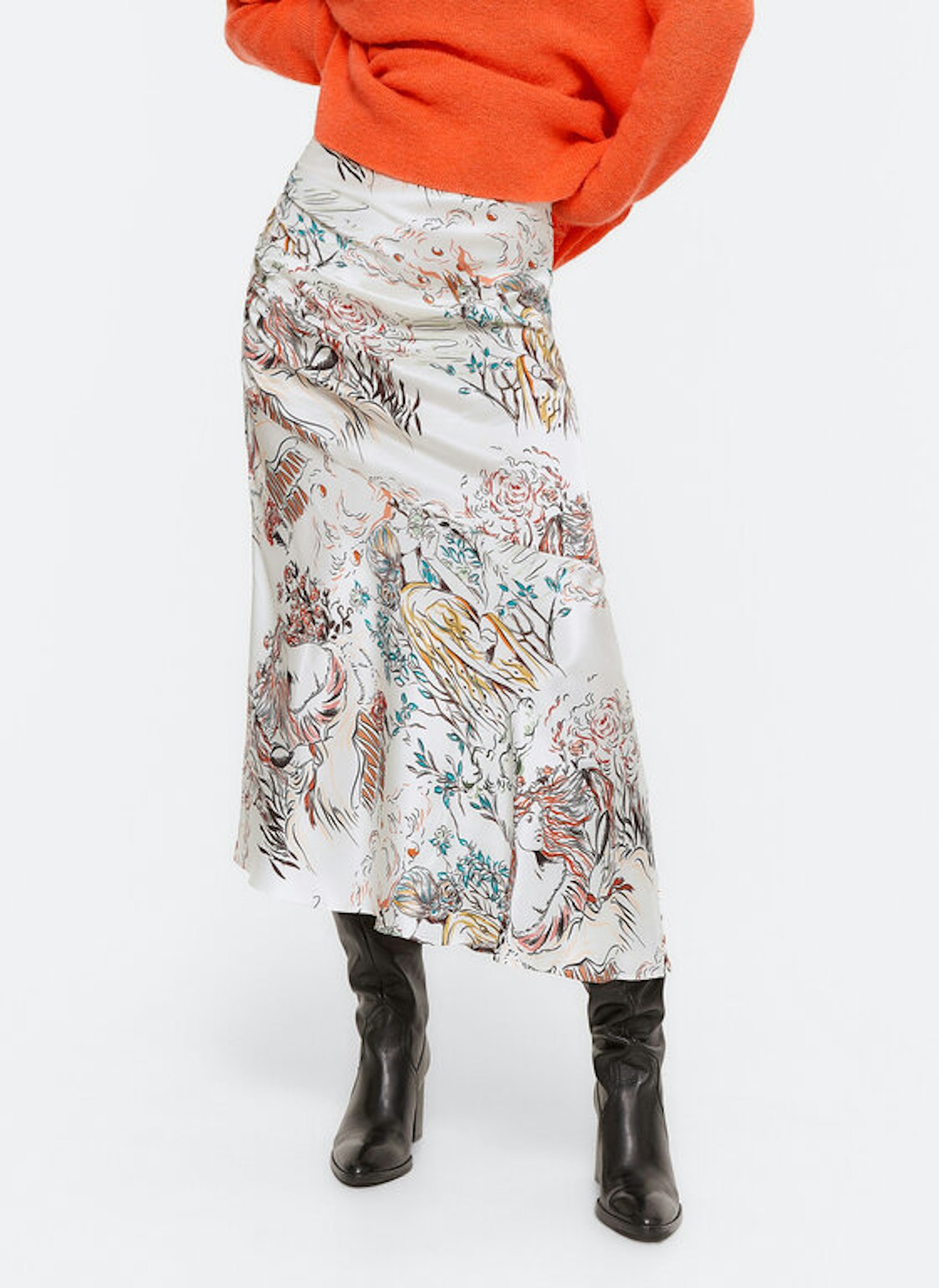 Uterqu00fce, Silhouette Print Skirt, £100