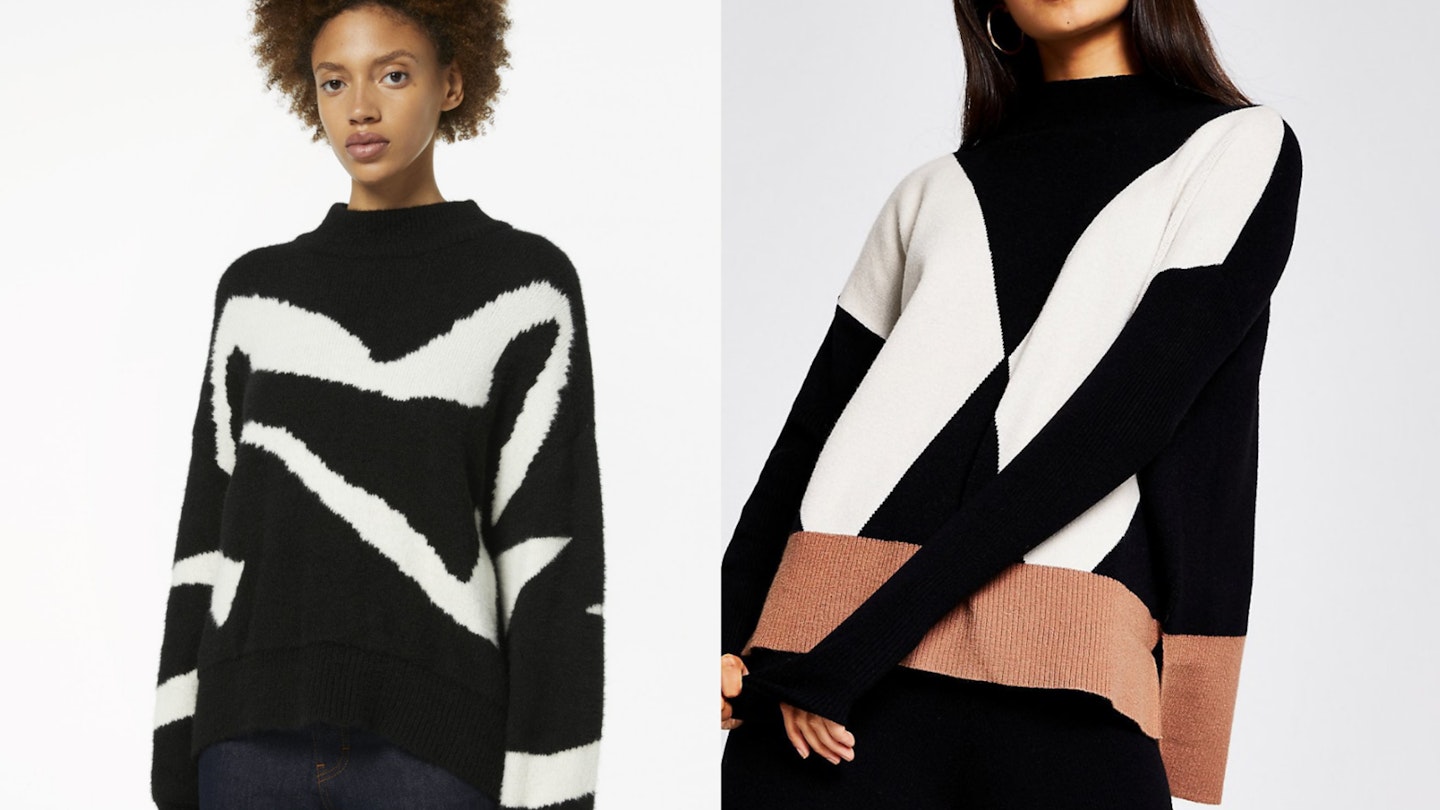 River Island dupe for Victoria Beckham's abstract squiggle jumper