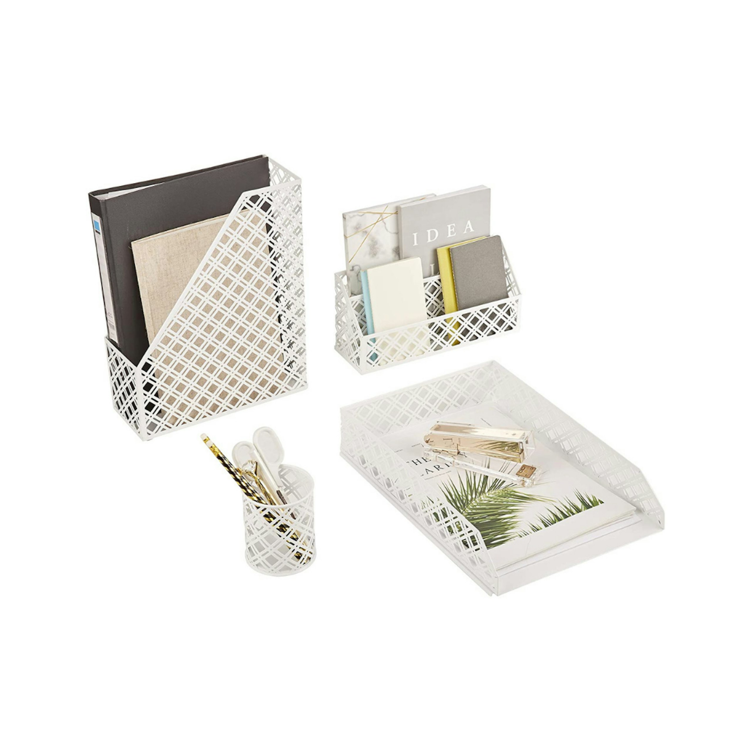 Exerz Desk Organiser 4 Pieces/Office Set/Desktop Metal Mesh Filing