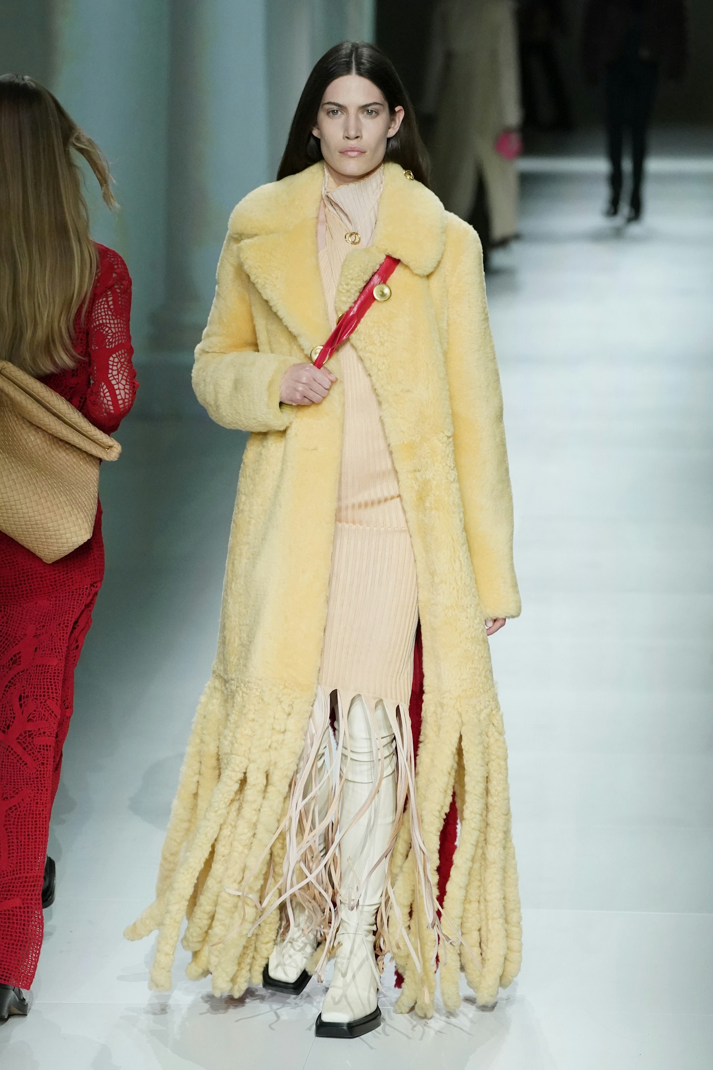 Bottega's coat on the catwalk in Milan