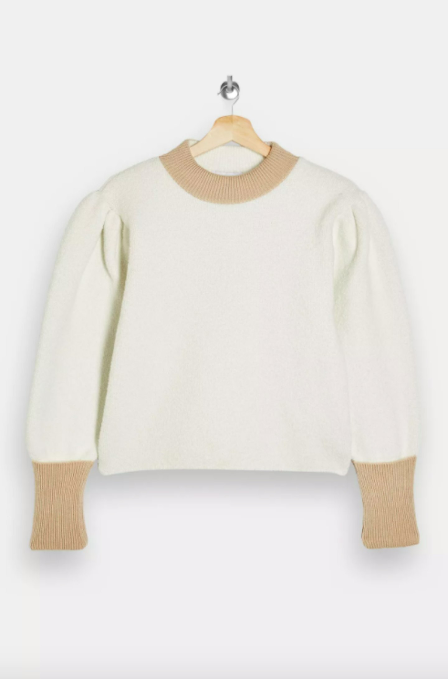 Topshop, Idol Boucle Contrast Turn Up Knitted Jumper, £39.99