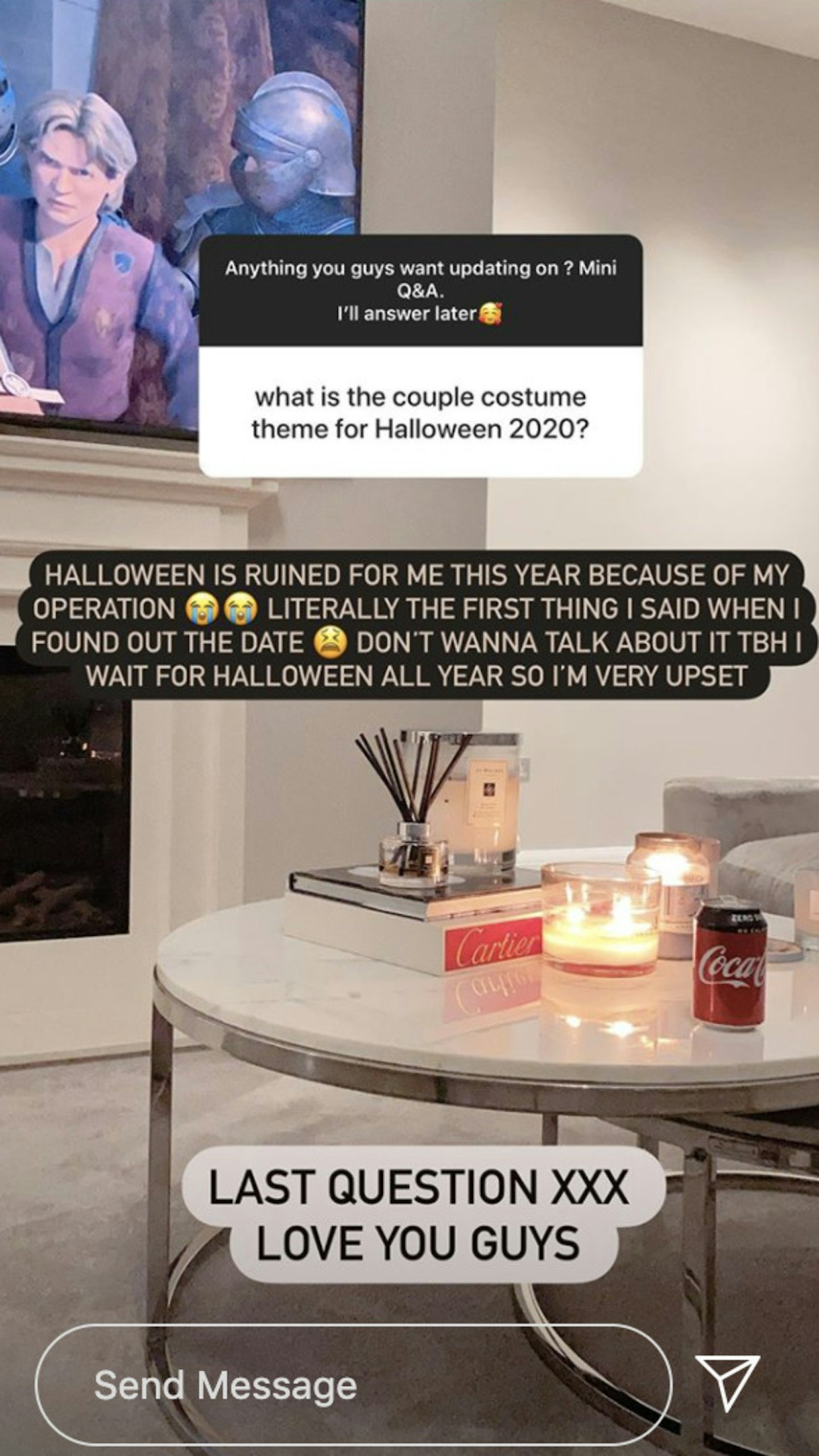 Molly-mae hague's tells fans halloween is ruined because of her operation over Instagram Stories