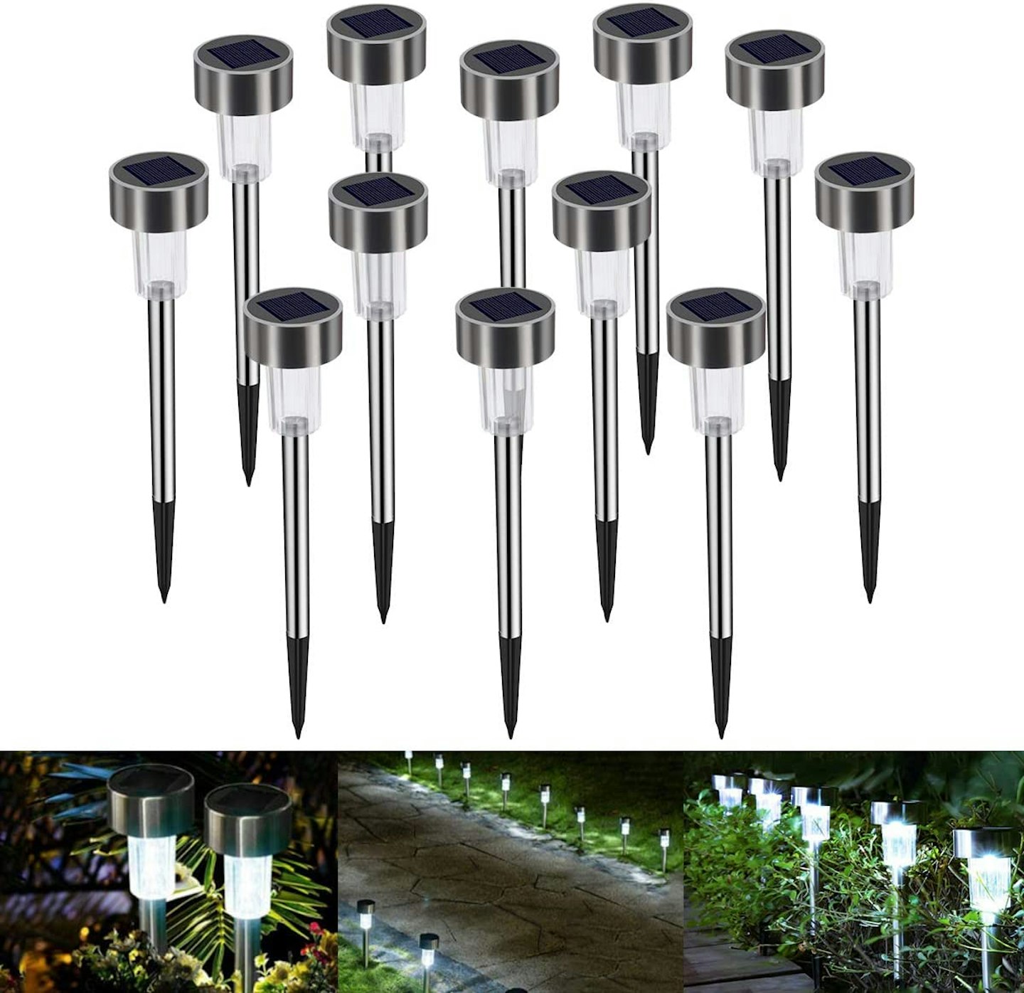 Bawoo Solar Garden Lights Outdoor, 12 Pack
