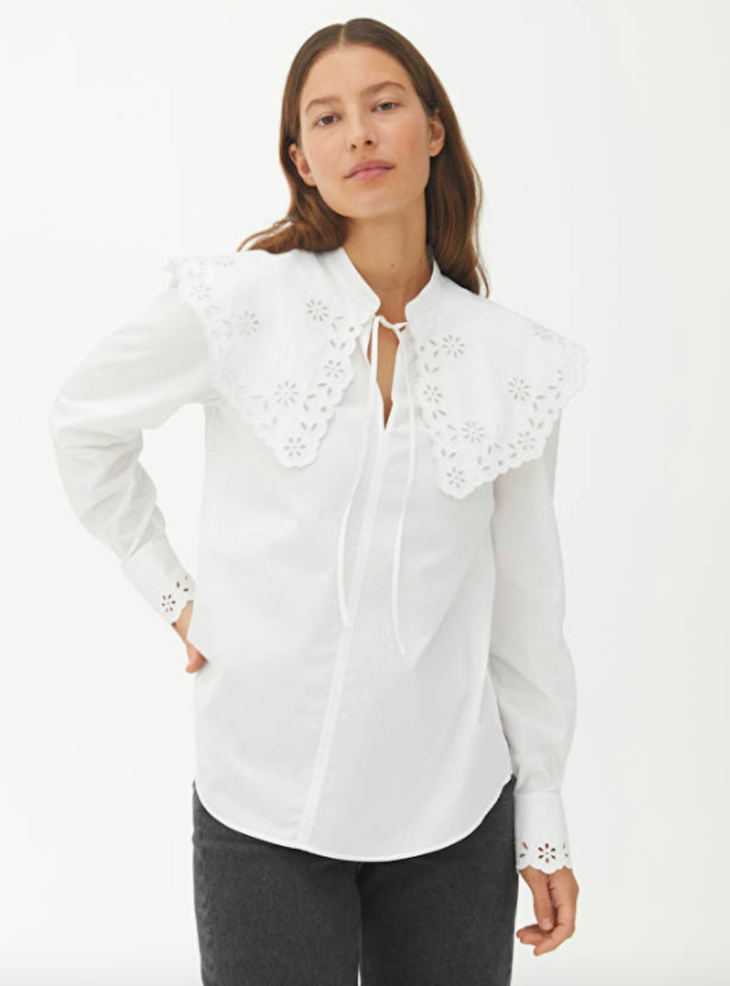Arket, Embroidered Wide Collar Blouse, £69