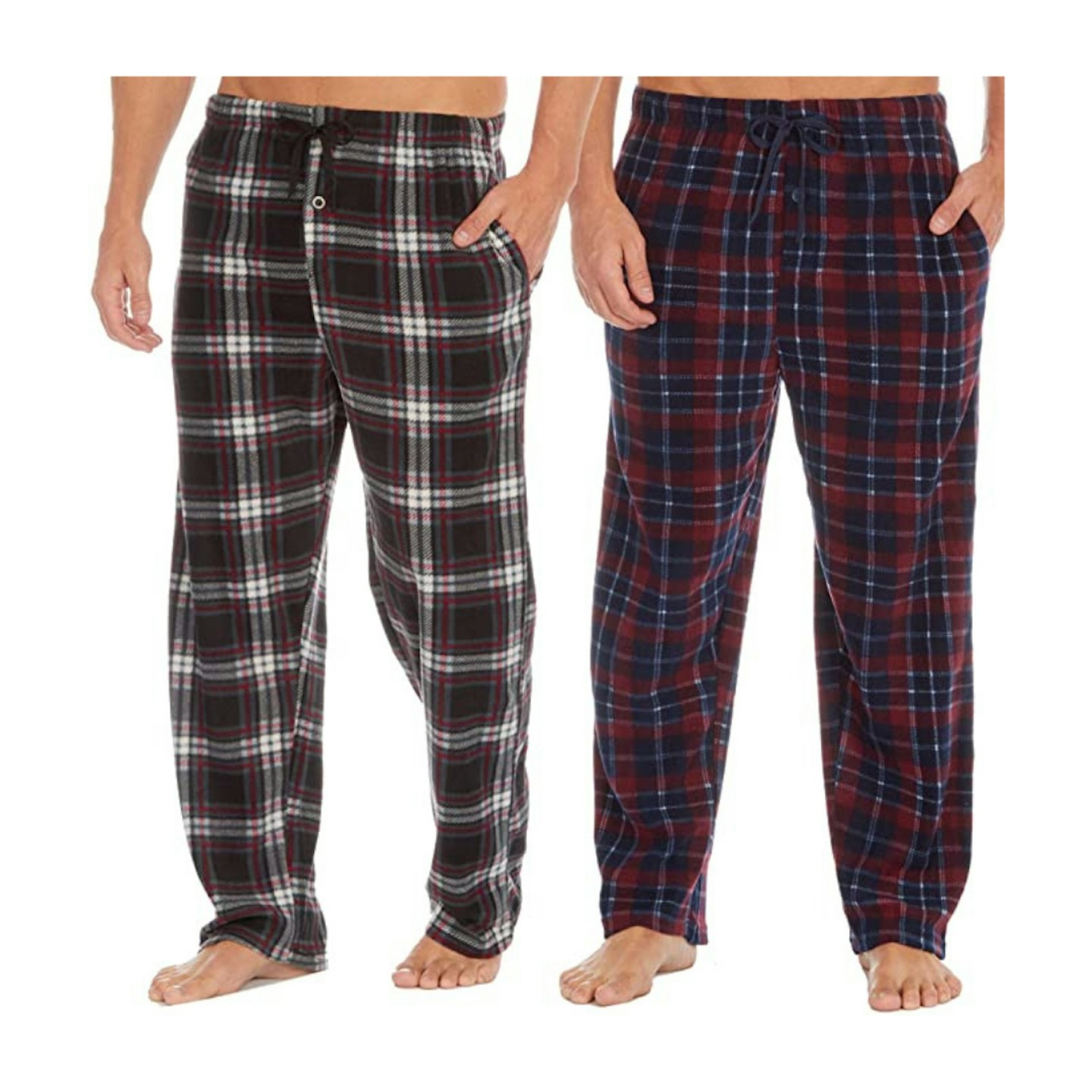 NSIGNIA 2 Pack Mens Fleece Check Pyjamas Lounge Pants Bottoms