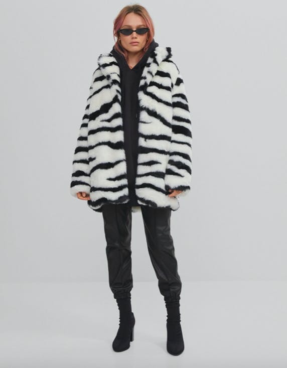 bershka zebra coat