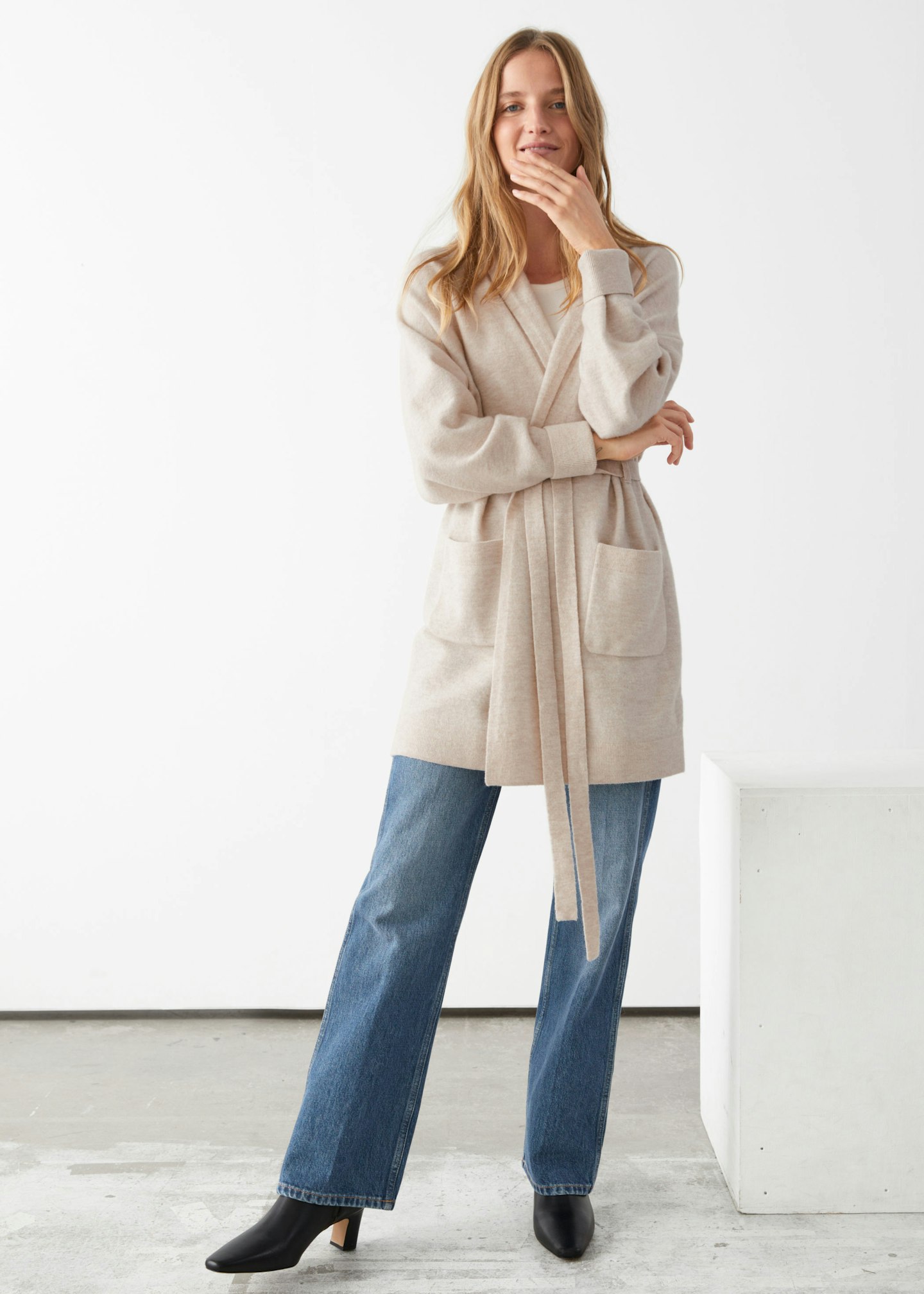 & Other Stories, Long Belted Shawl-Collar Cardigan, £120