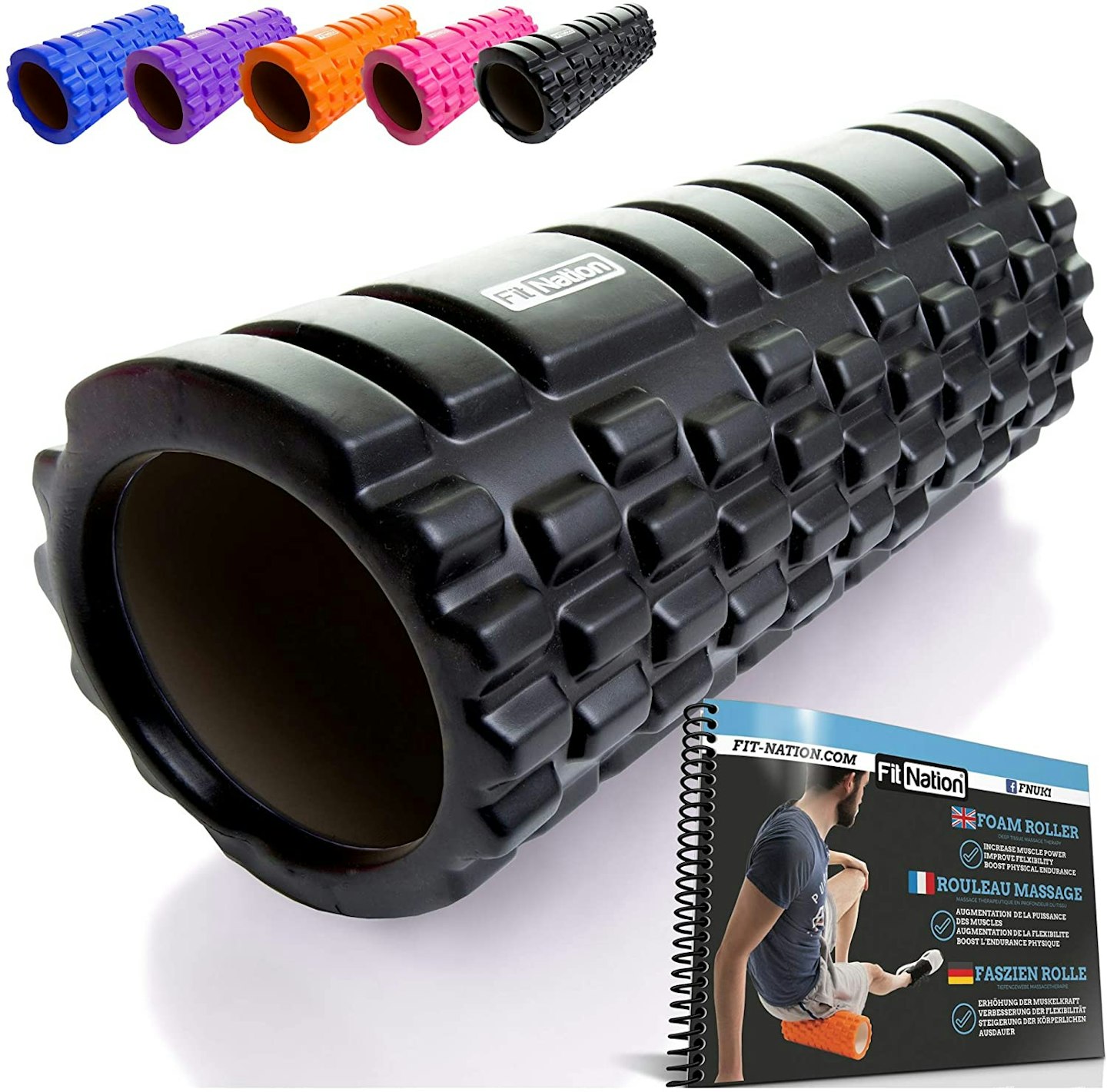 Fit Nation Foam Roller for Muscle Massage with Exercise Book