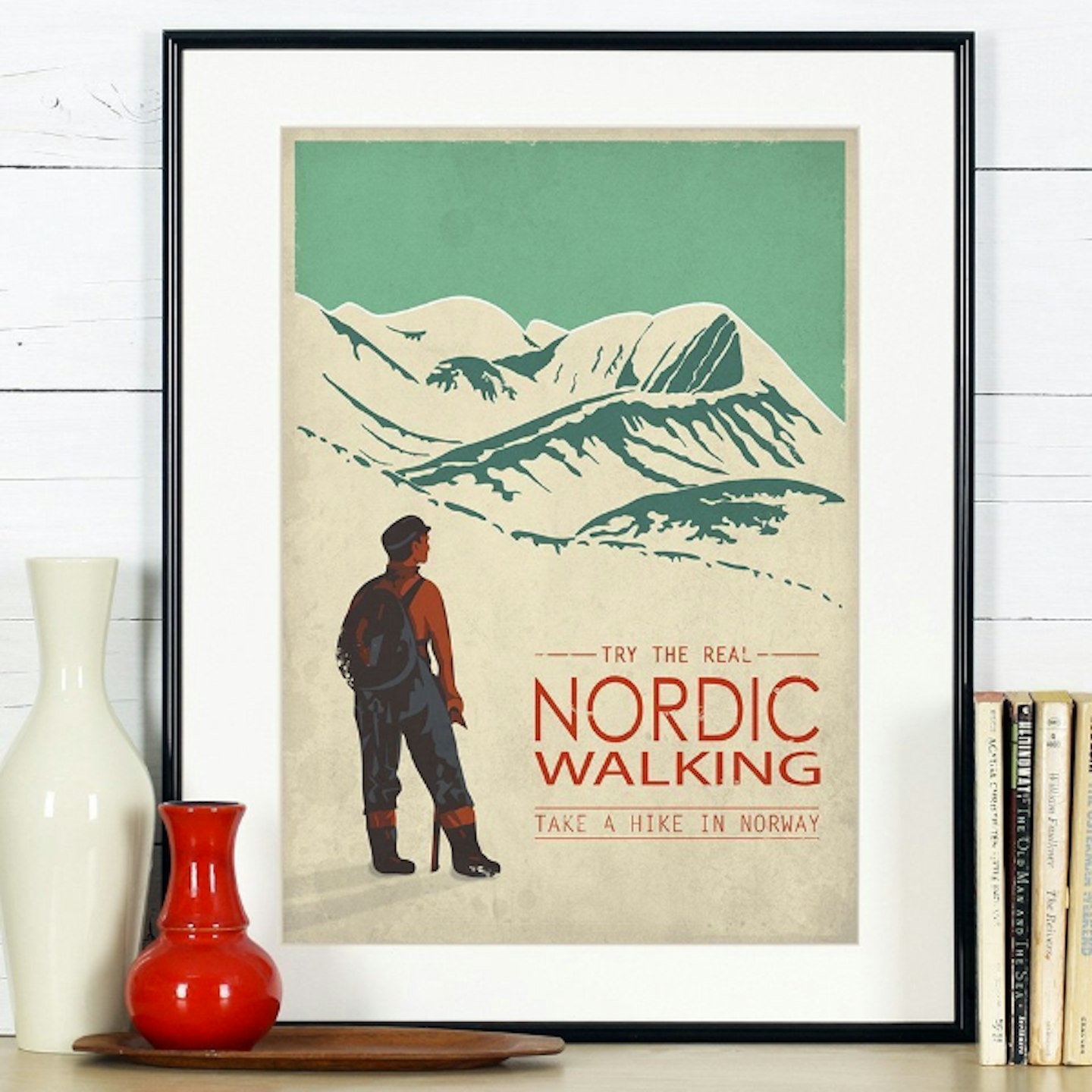 Nordic Walking Retro Tourism Poster
