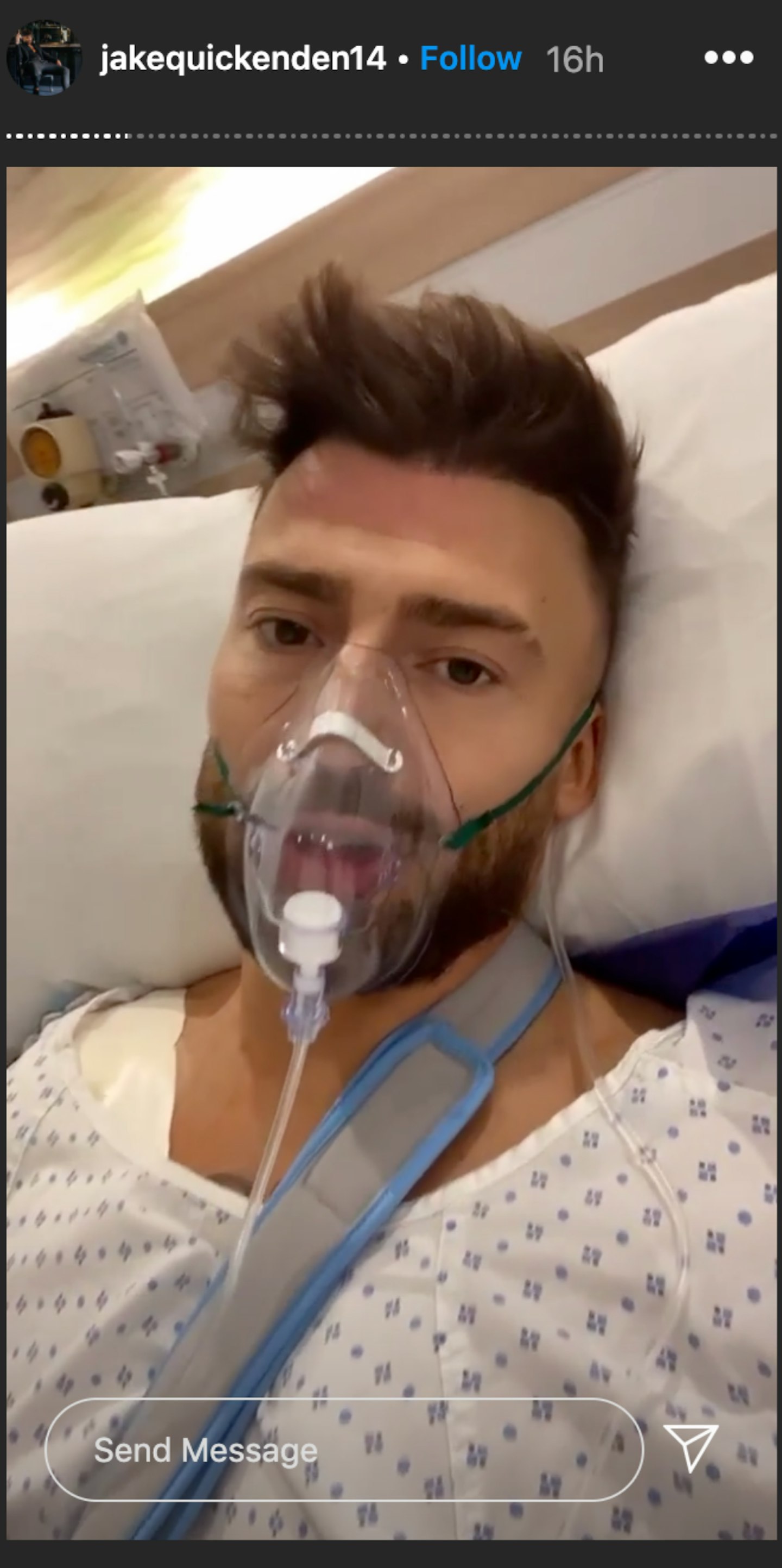 jake quickenden shares his post surgery hospital bed on social media