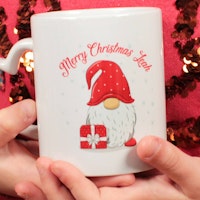 Personalised Christmas Gnome Heart Handled Mug