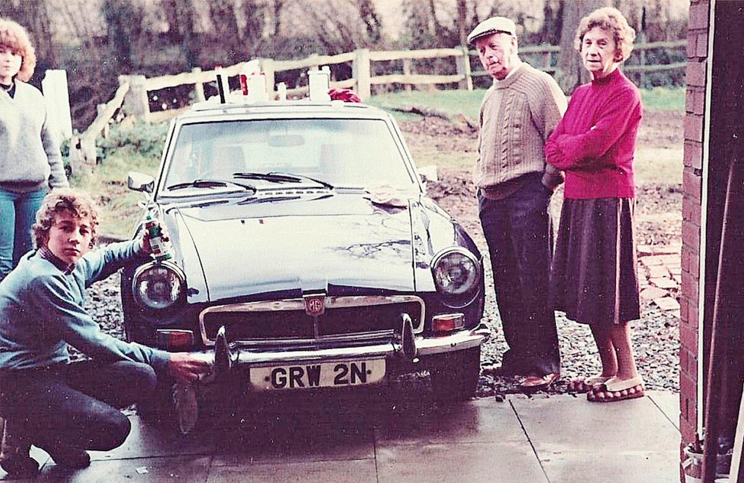 Jane Lambert’s nearest and dearest admire the MG in 1982