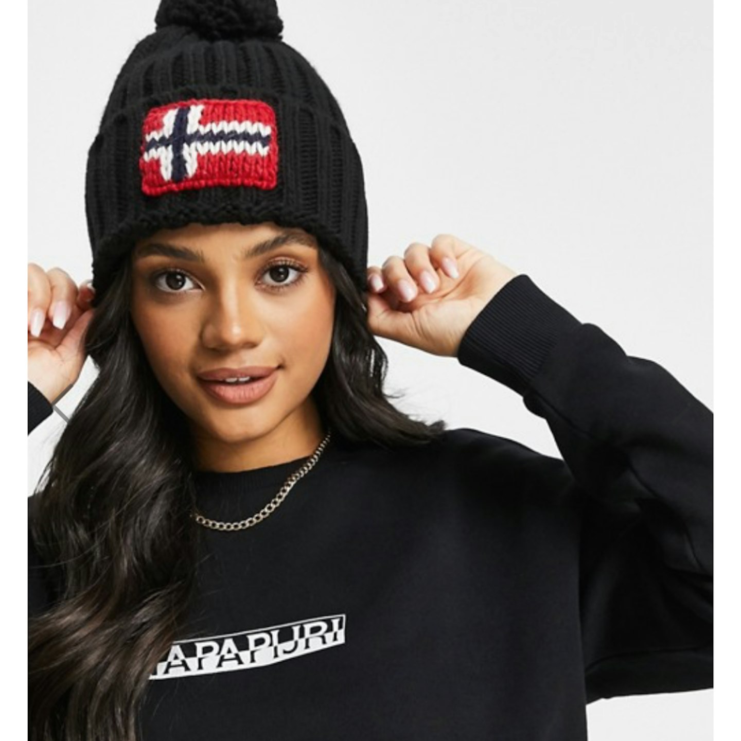 Napapijri Semiury 3 bobble beanie in black