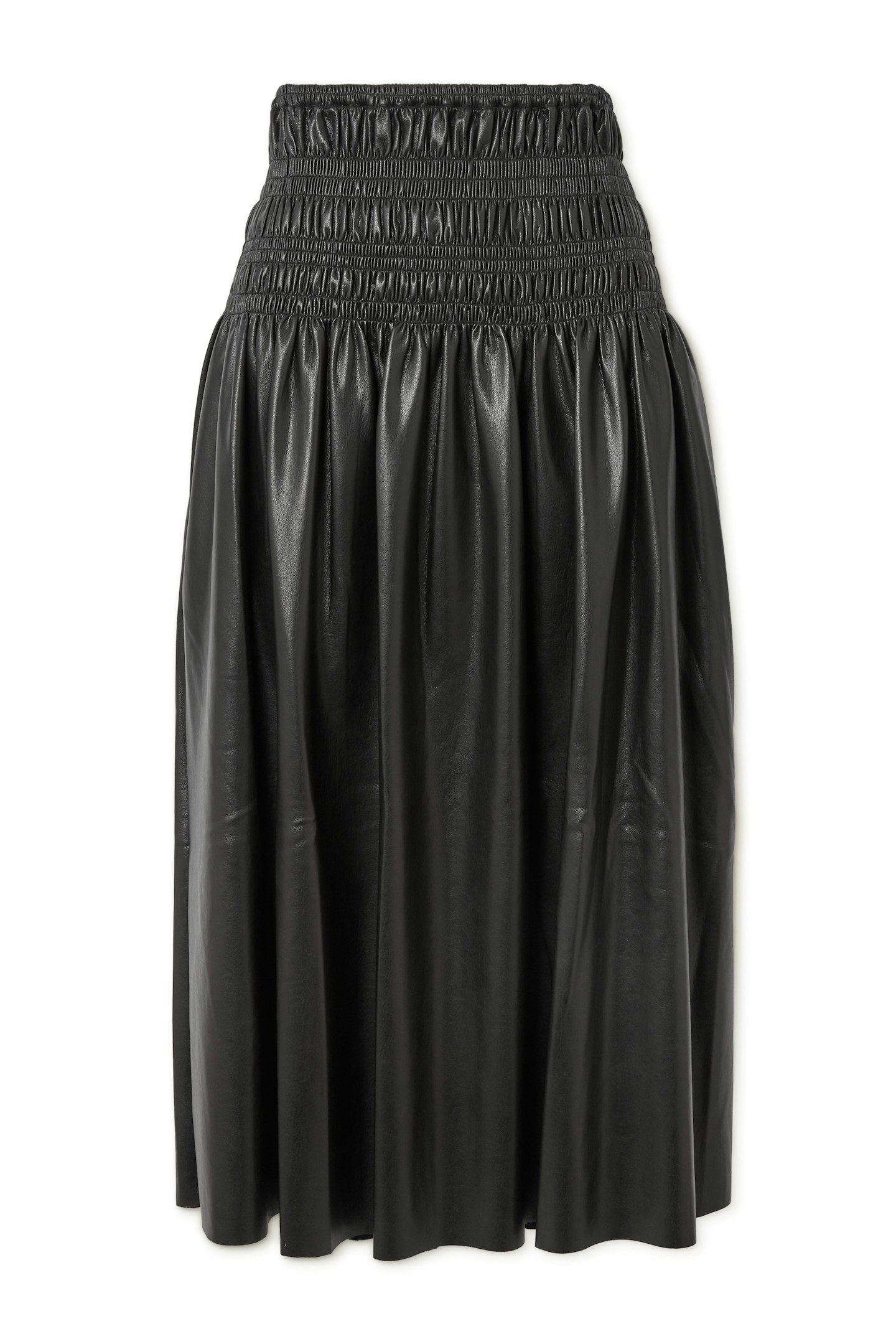 Self-Portrait, Shirred Faux-Leather Midi Skirt, £270