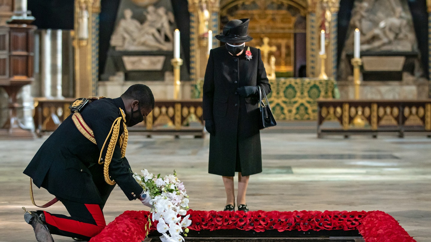 The Queen at the tomb of the Unknown Warrior