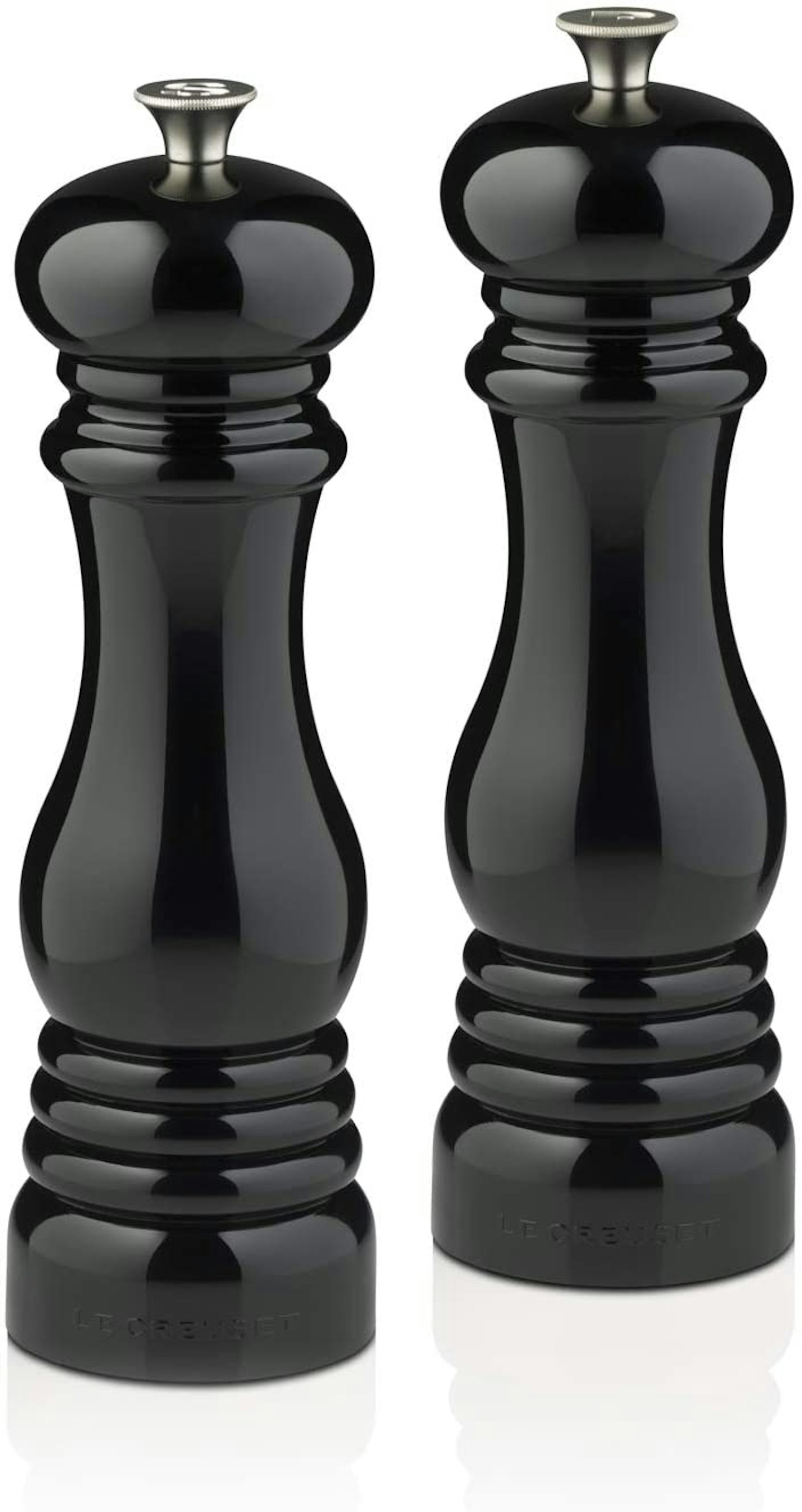 Le Creuset, Onyx Salt & Pepper mills, £32 each