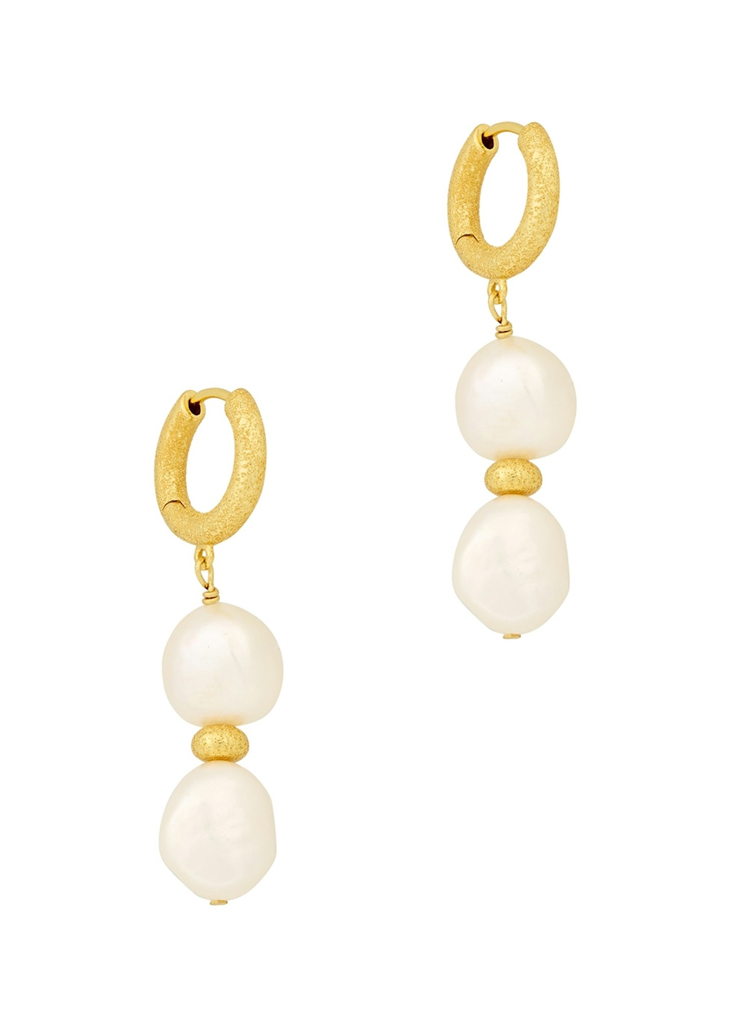 Anni Lu, Stellar Pearly Gold-Pleated Hoop Earrings, £135