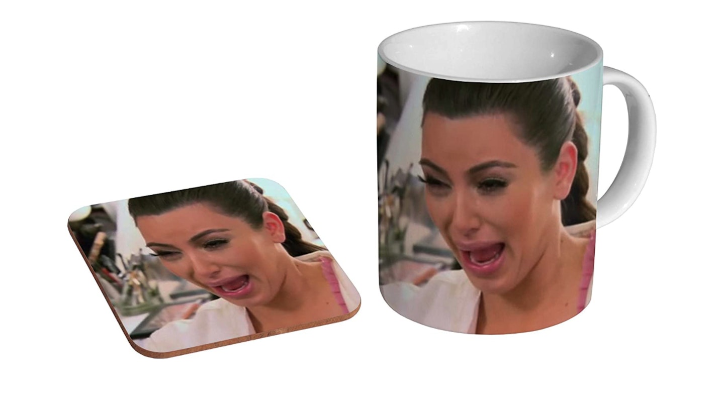 Kim Kardashian Crying Ceramic Coffee Mug + Coaster Gift Set