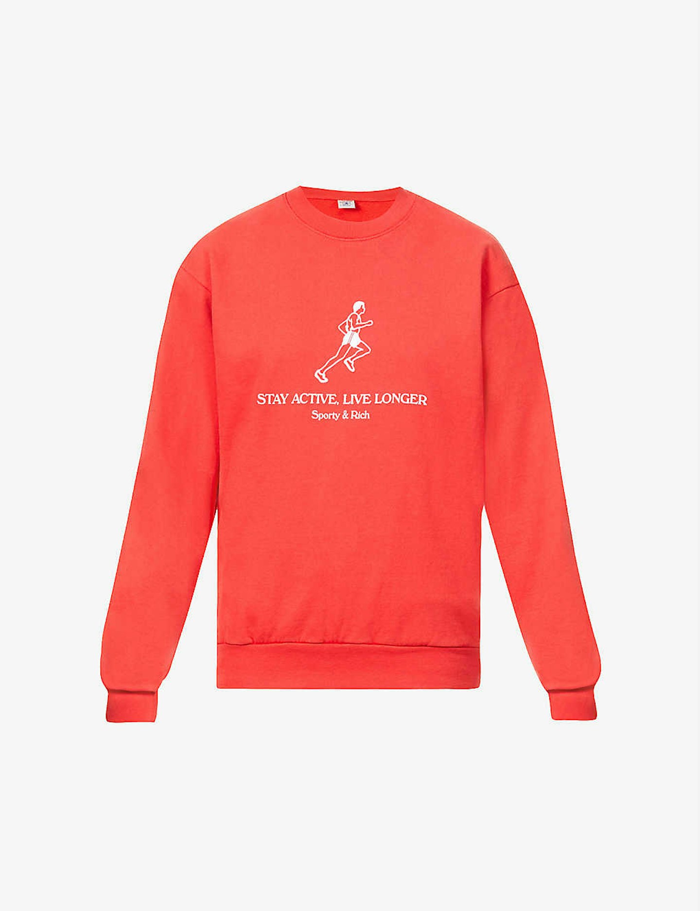 SPORTY & RICH, Stay Active Live Longer cotton-jersey sweatshirt, £115.00