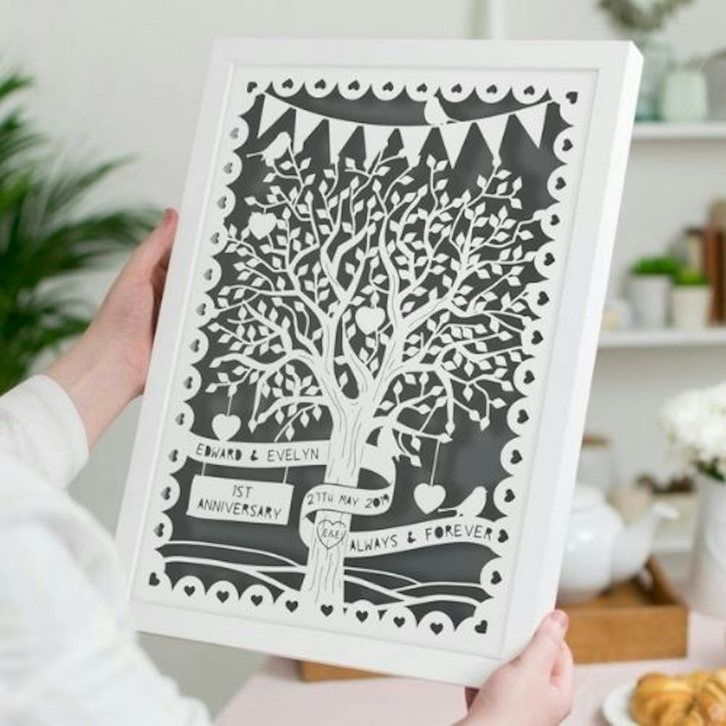 Personalised Love Tree Papercut With Bunting