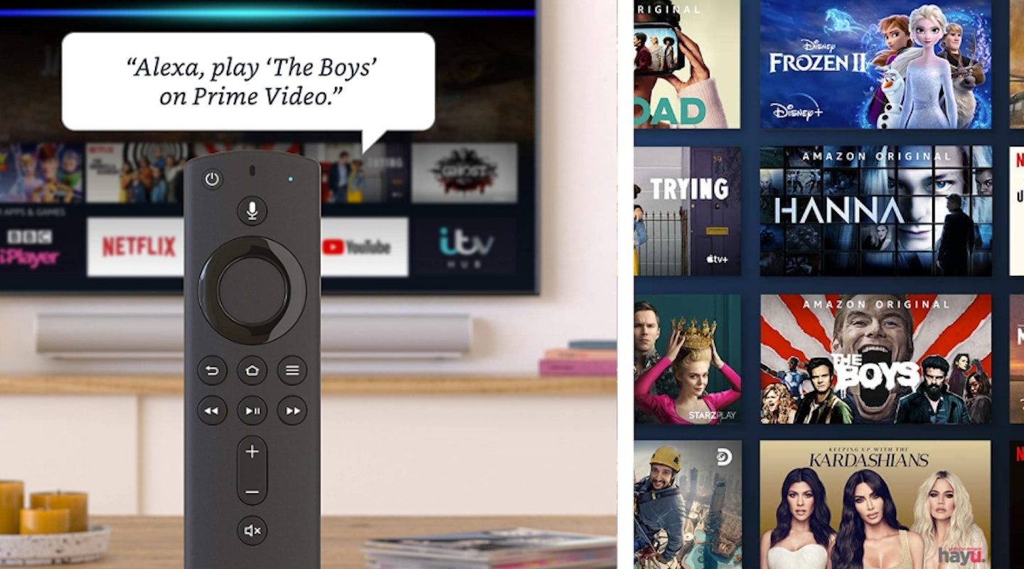 Fire TV Stick streaming device in use