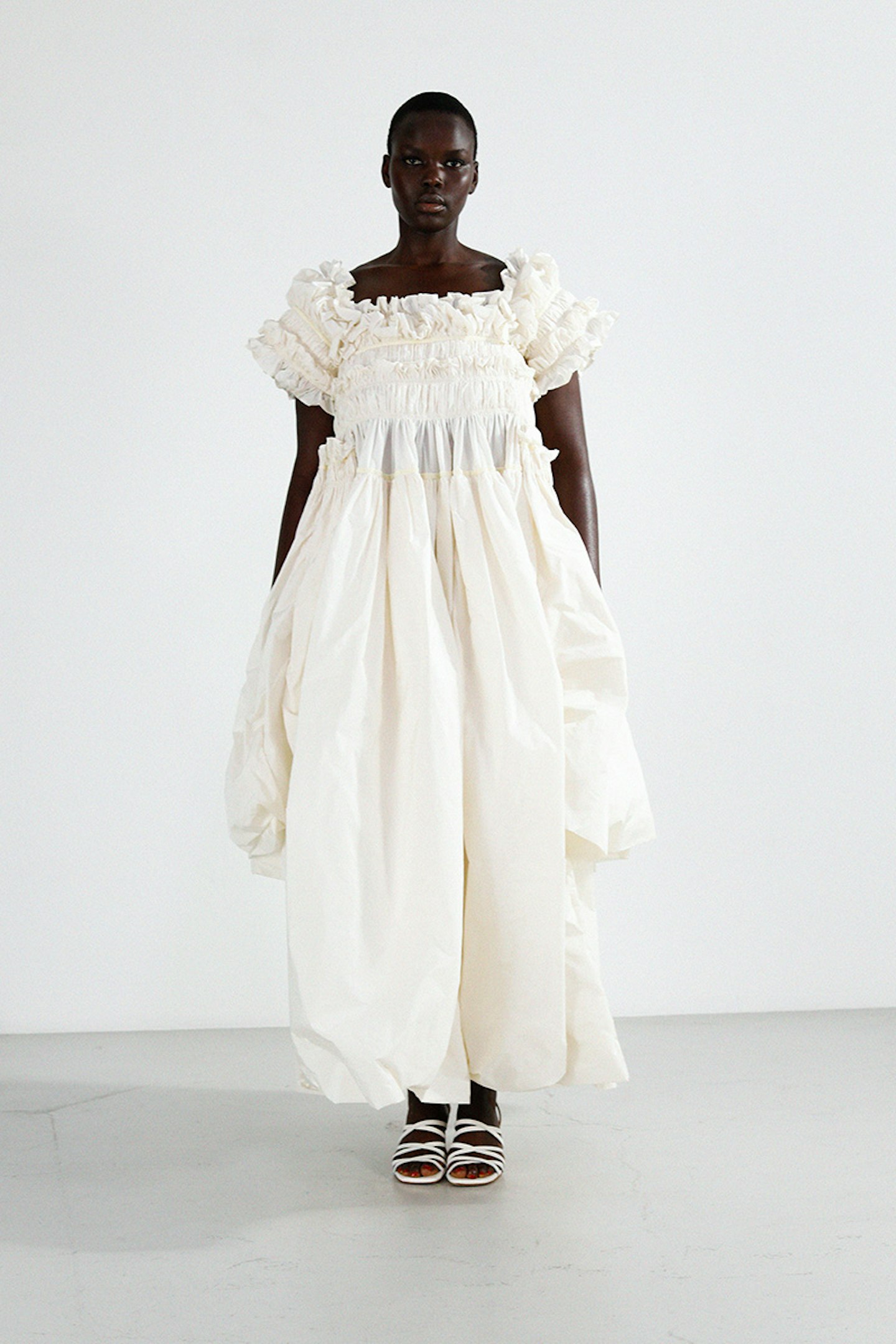 Molly Goddard, Aubrey Hand-Gathered Taffeta Dress With Ribbon