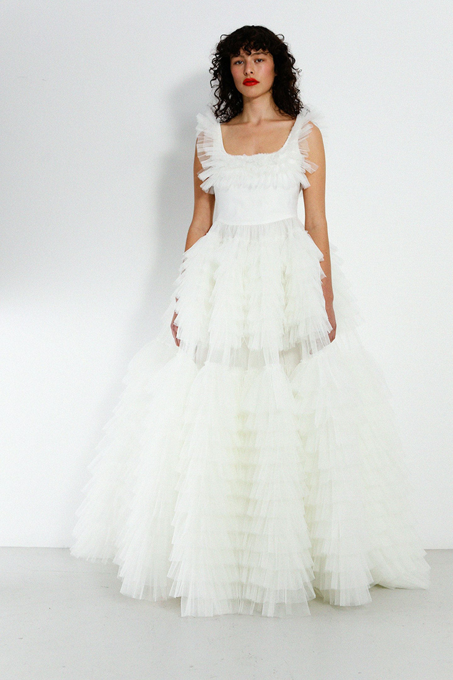 Molly Goddard, Agata Tiered Frilled Tulle Dress With Train