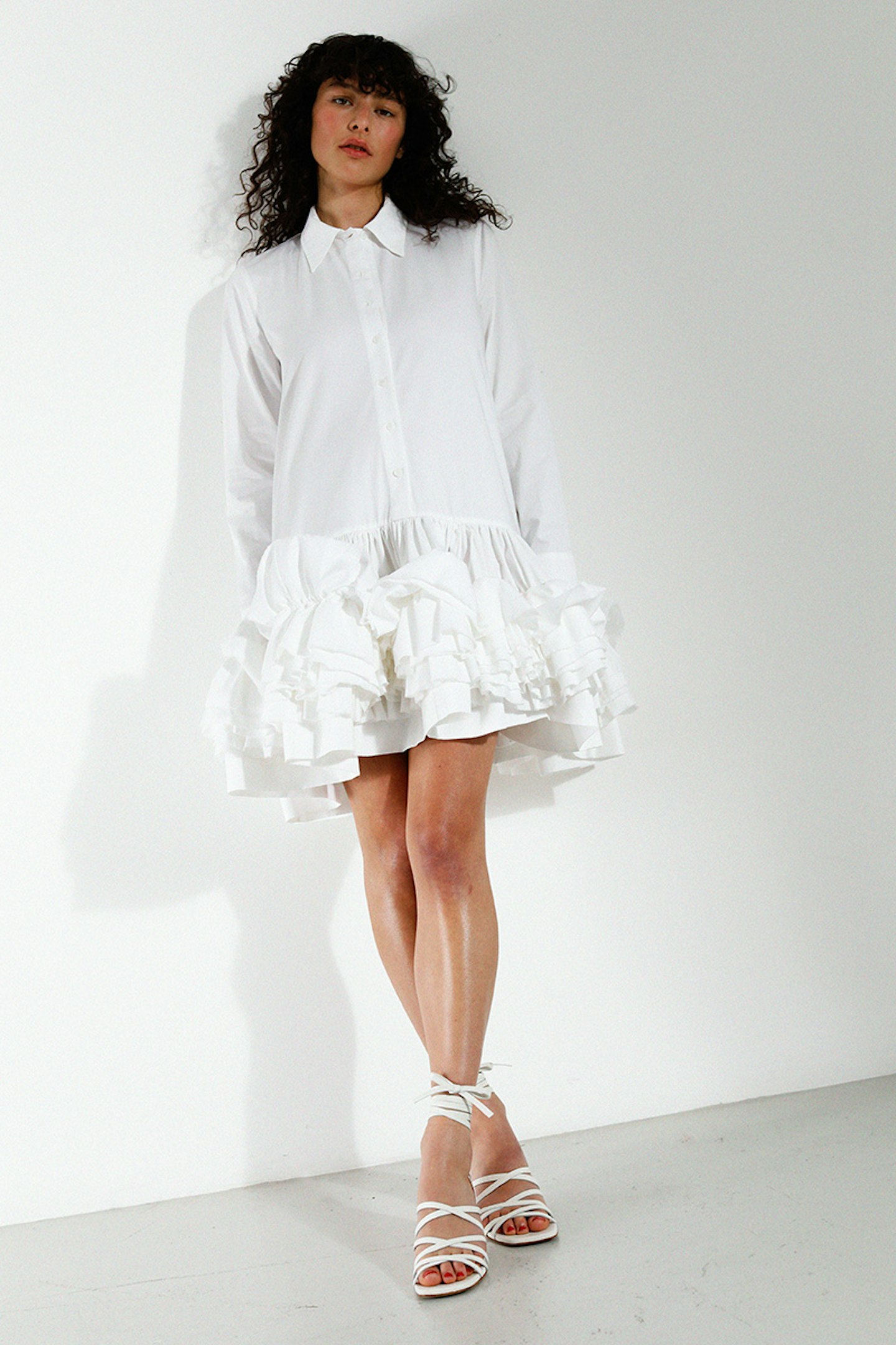 Molly Goddard, Aidah Cotton Shirt Dress With Gathered Frilled Skirt