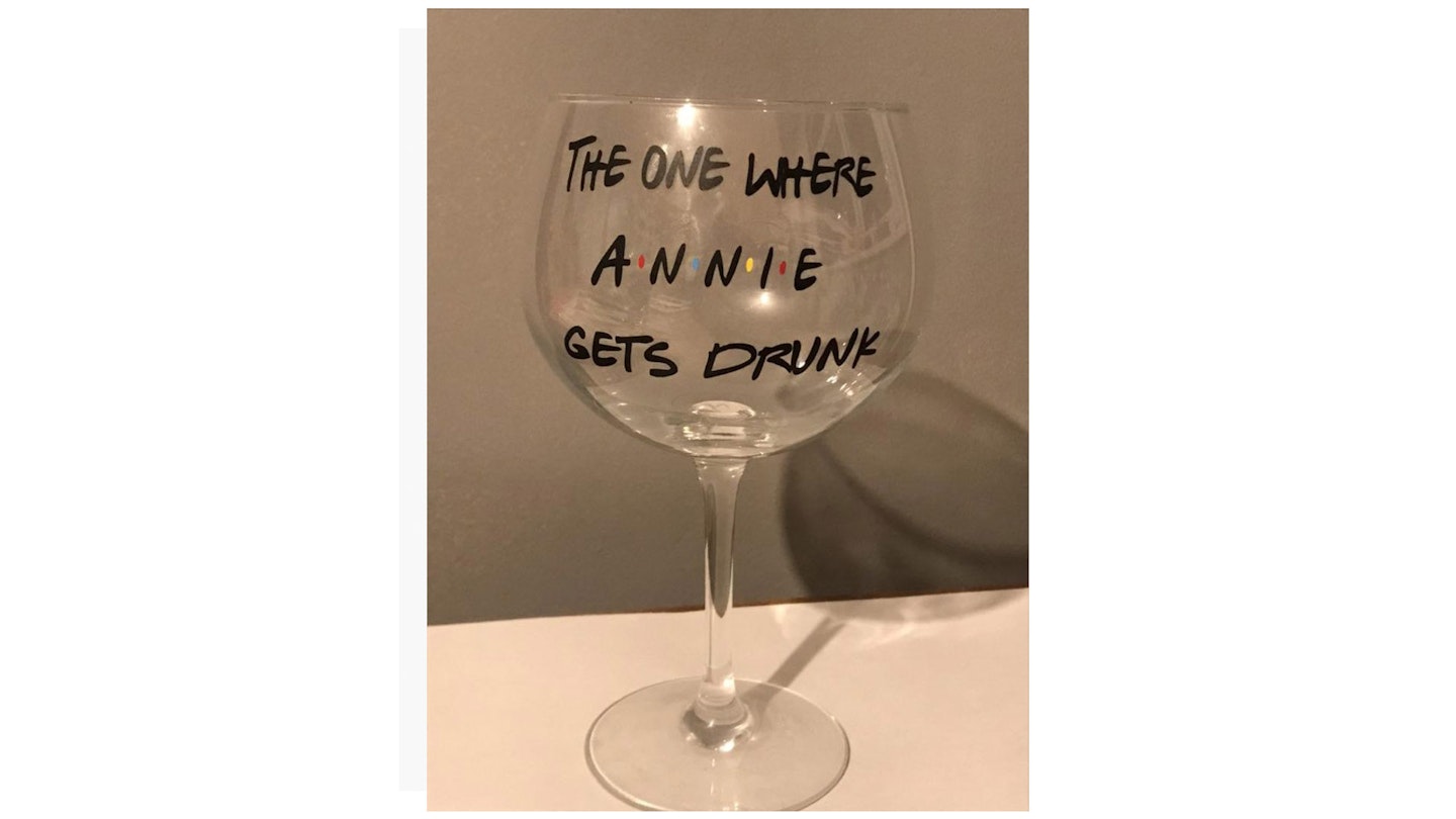 Personalised gin glass friends tv show inspired gets drunk