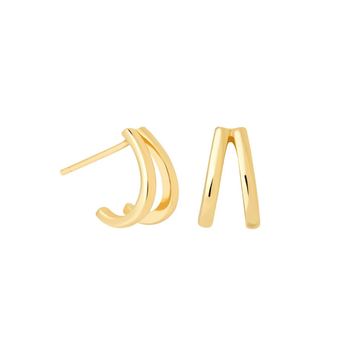 Double Bar Stud Earrings in Gold