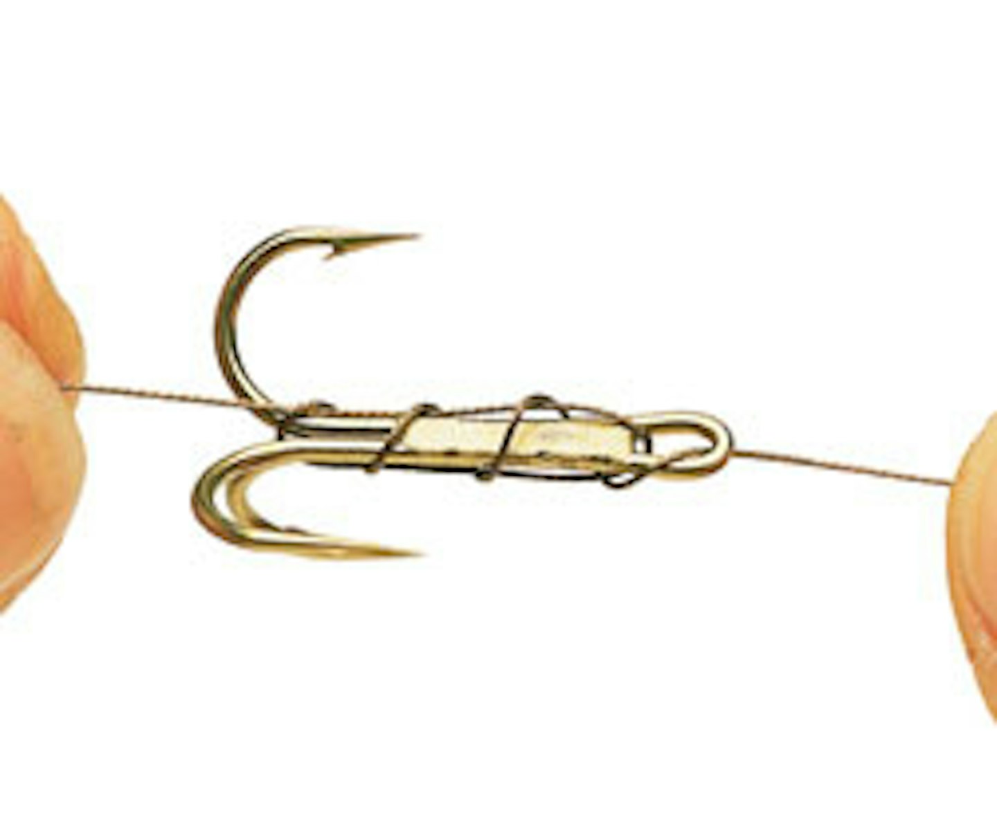 7. Now tightly wrap the wire around the hook’s shank three times and then thread it back through the eye.