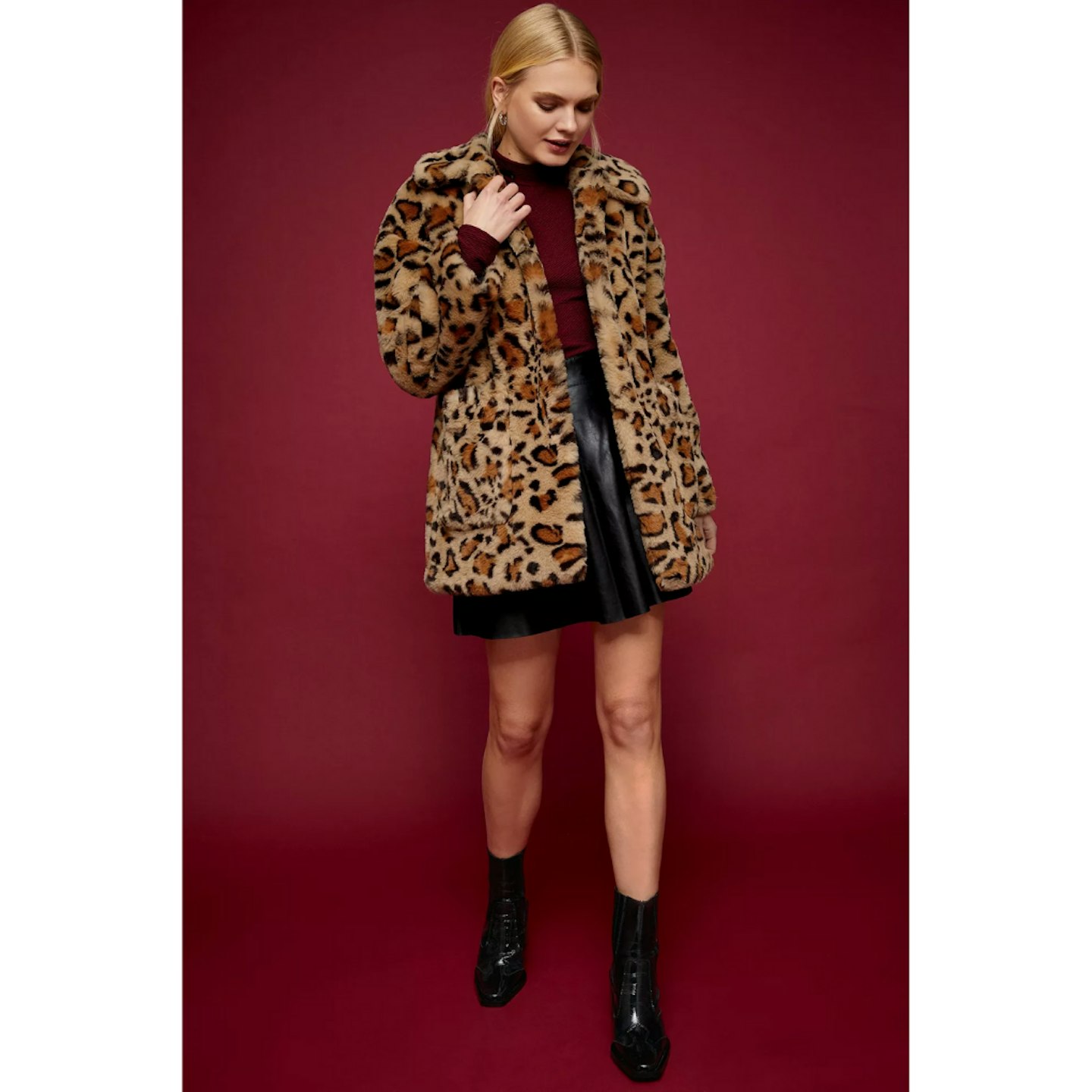 IDOL Leopard Print Faux Fur Jacket