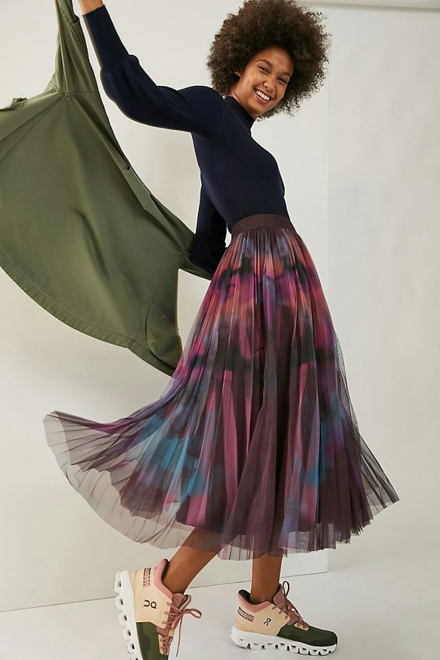 Hover your mouse over an image to zoom.  Dania Tulle Tie-Dye Midi Skirt, WAS £160 NOW £120