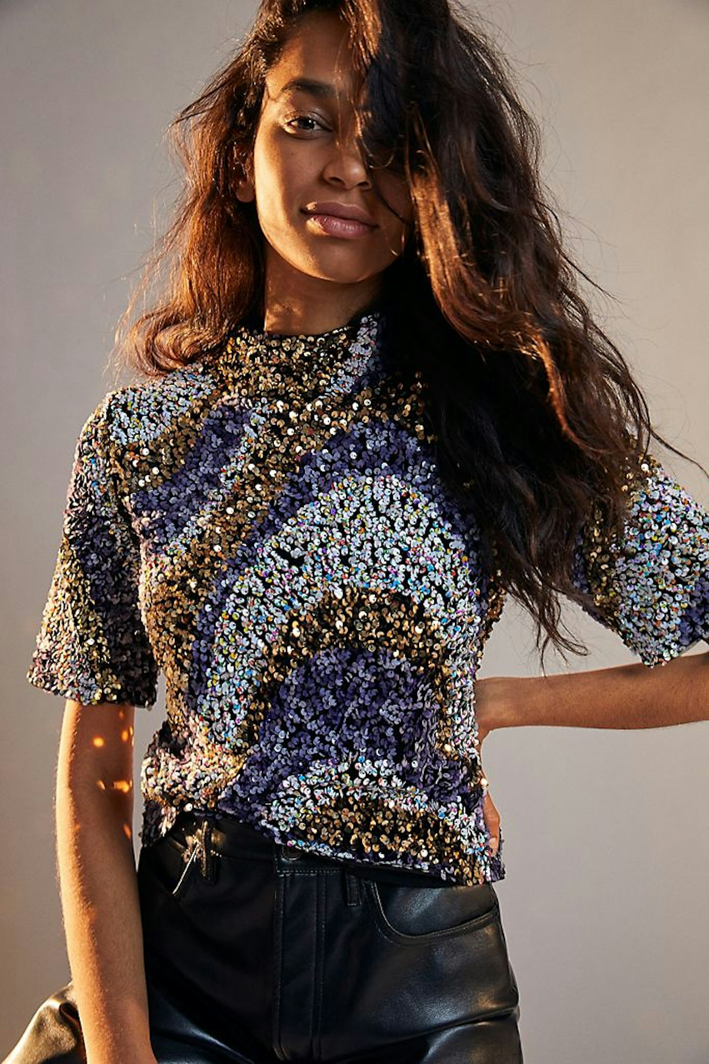 Maeve Maribella Sequinned Mock Neck Top, WAS £80 NOW £60