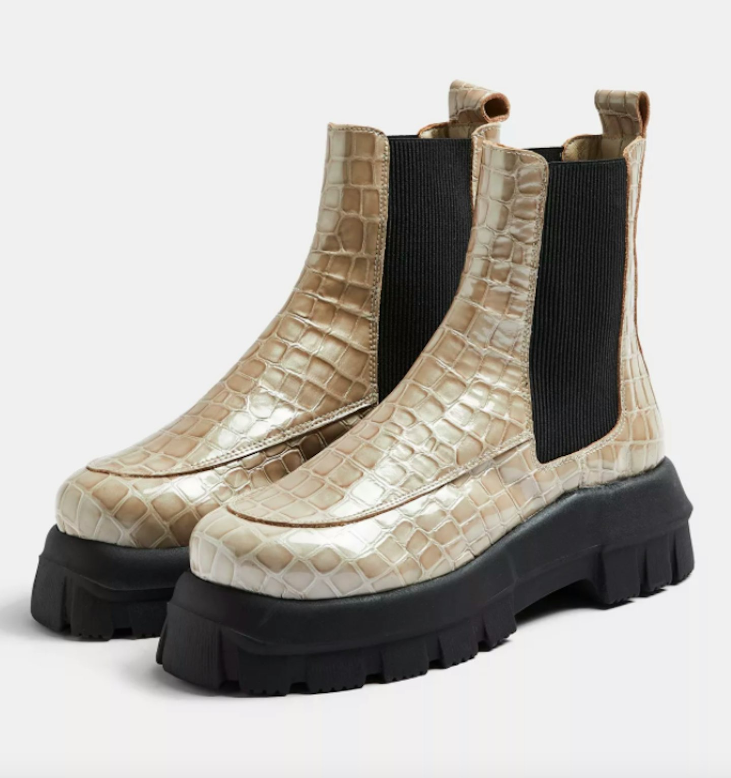 Topshop, Alpha Stone Chunky Leather Chelsea Boots, WAS £95.99, NOW £71.99