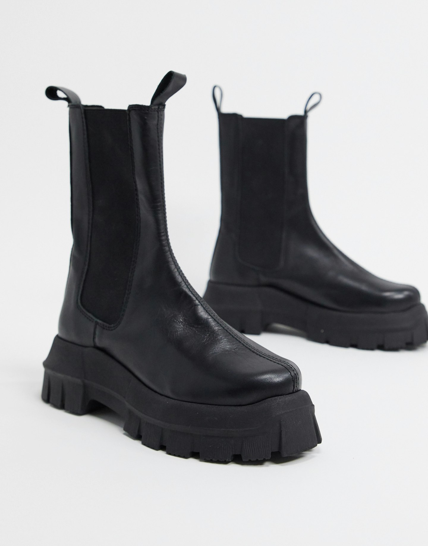 ASOS Design, Aqum Premium Leather Chunky Chelsea Boots In Black, WAS £80, NOW £68