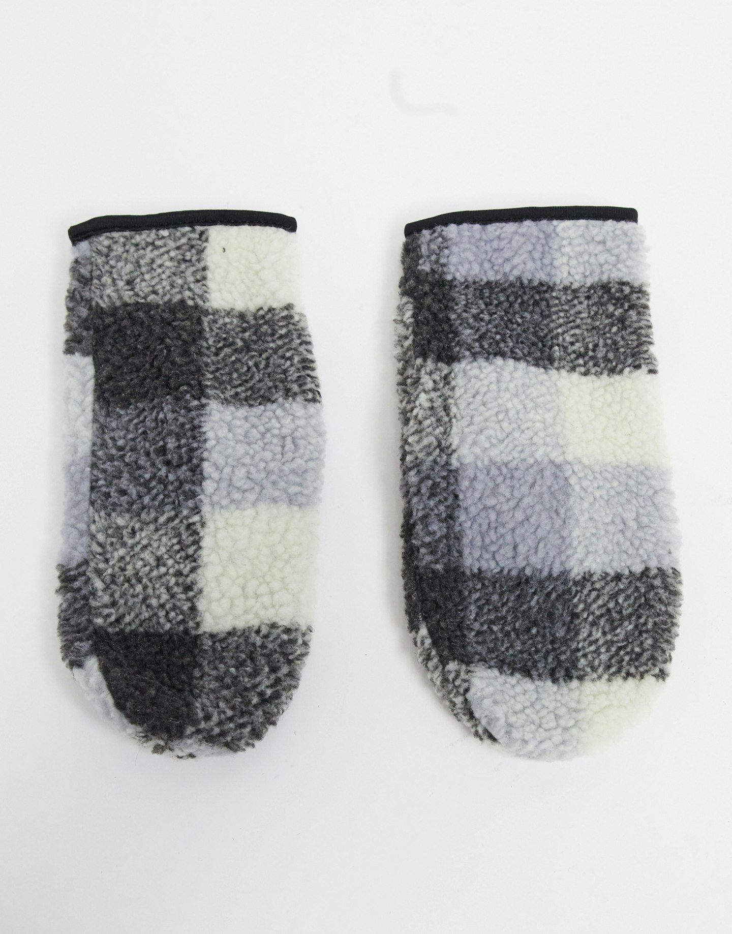 ASOS Design, Borg Mittens In Check, WAS £10, NOW £7