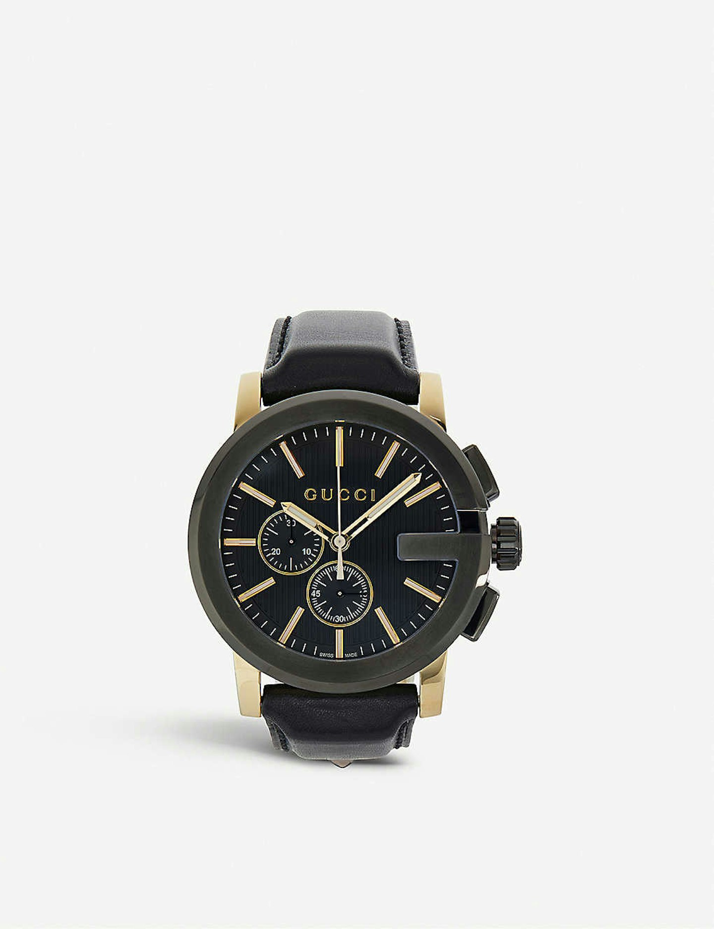 Gucci, G Chrono Collection PVD And Leather Watch, WAS £1,200 NOW £960