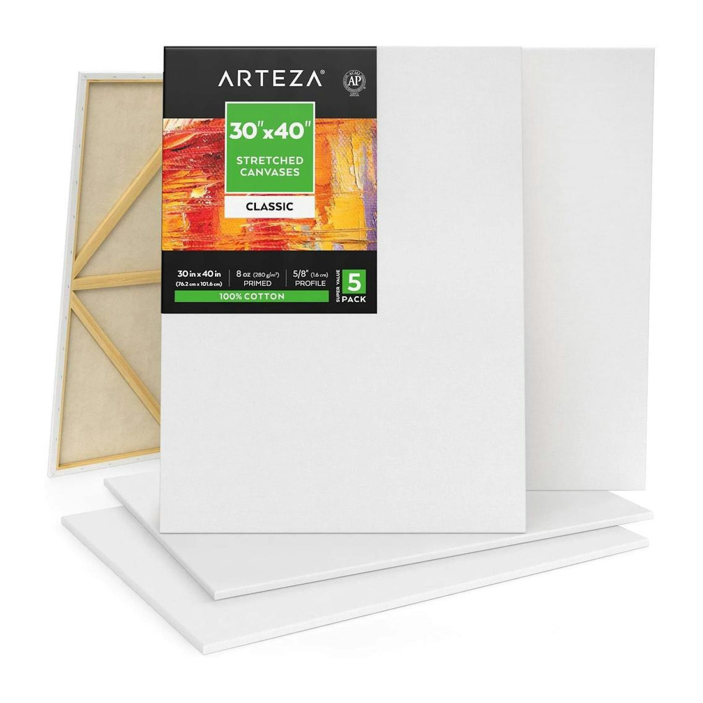 Stretched Canvas, Classic, 76.2 cm x 101.6 cm - Pack of 5