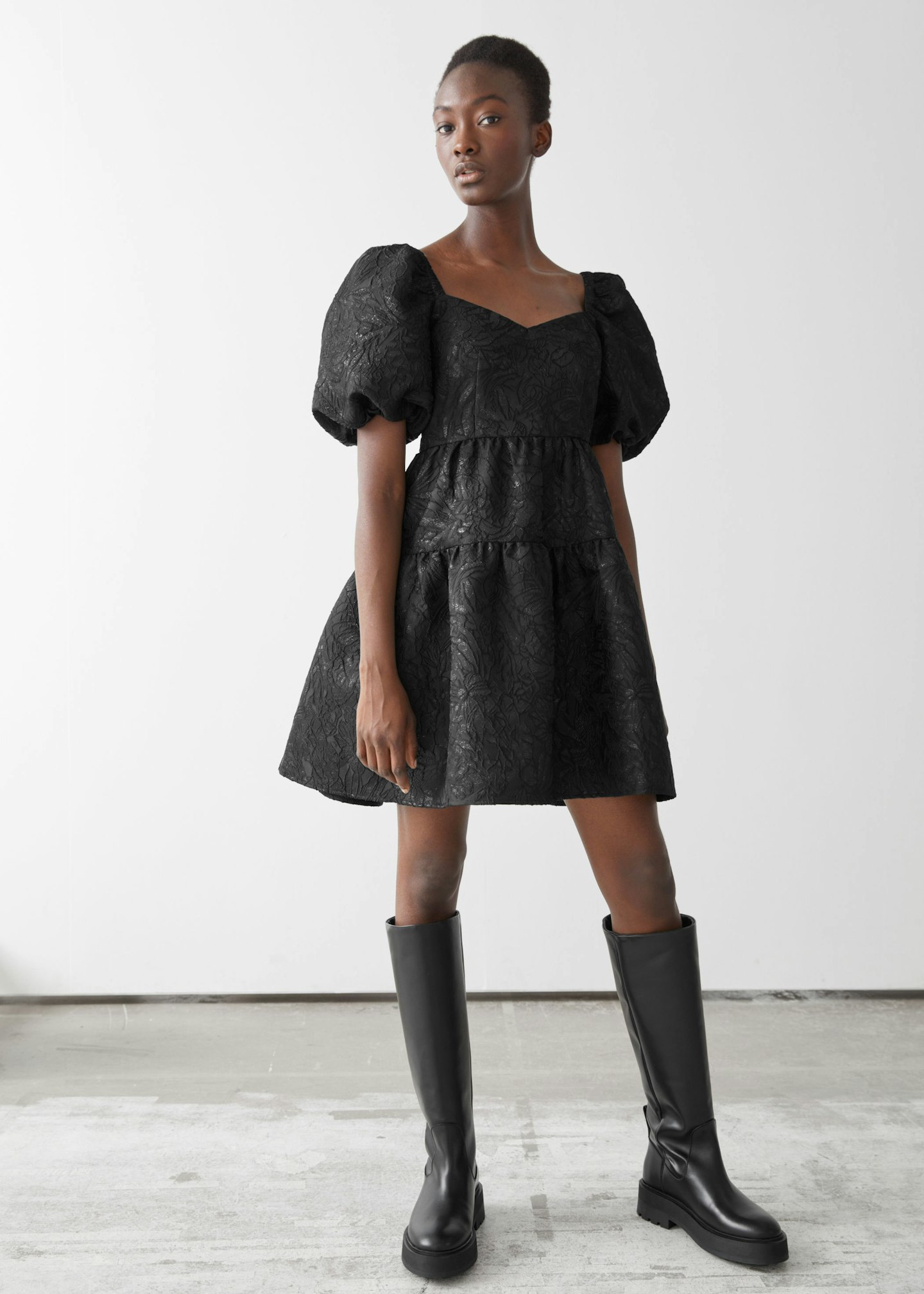 & Other Stories, Jacquard Puff-Sleeve Minidress, WAS £85 NOW £59