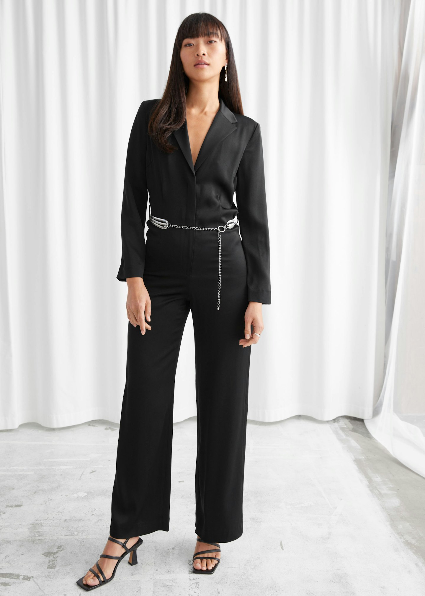 & Other Stories, Fluid Padded Shoulder Chain Belt Jumpsuit, WAS £120 NOW £59