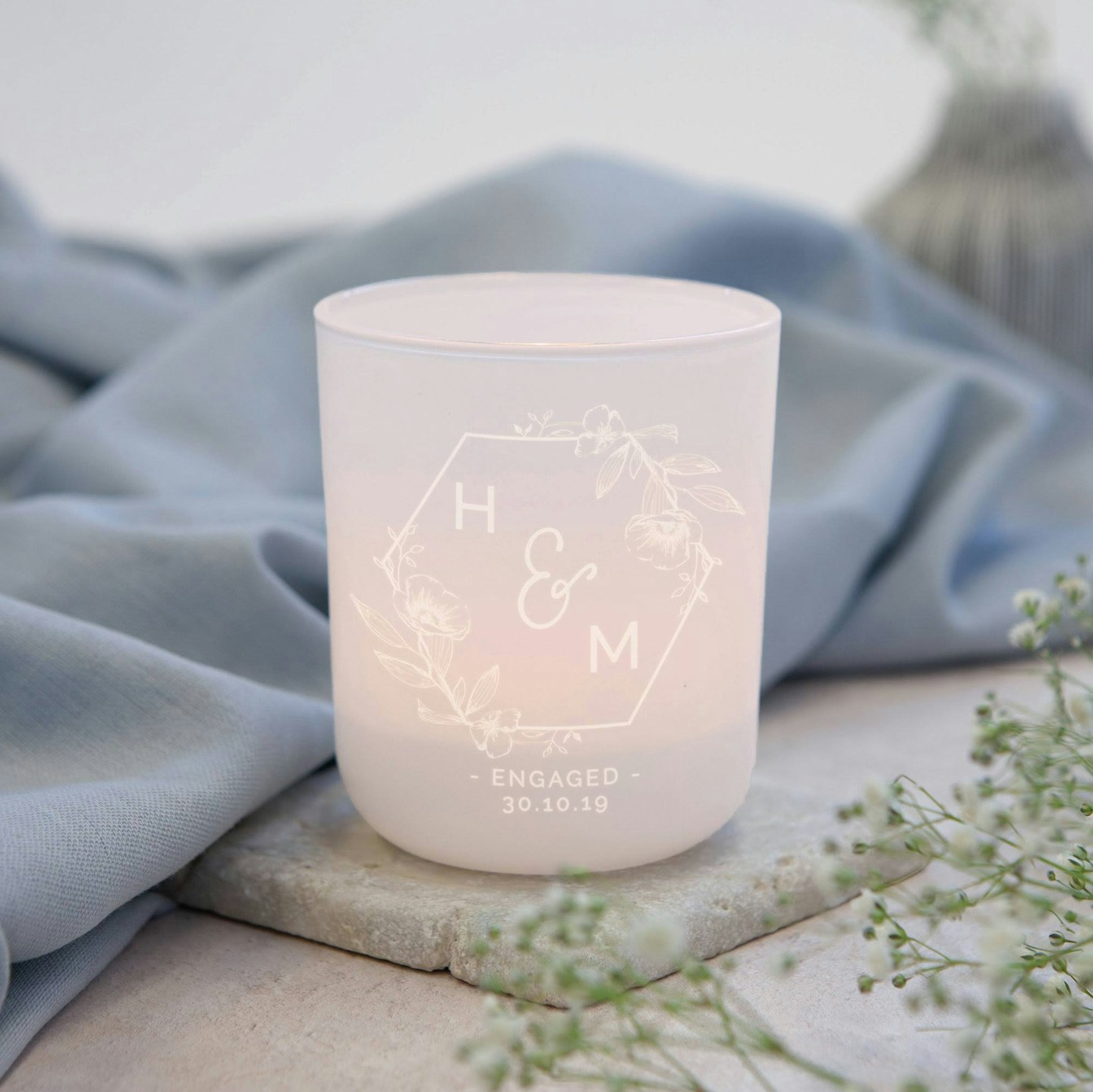 Personalised Engagement Gift  Candle