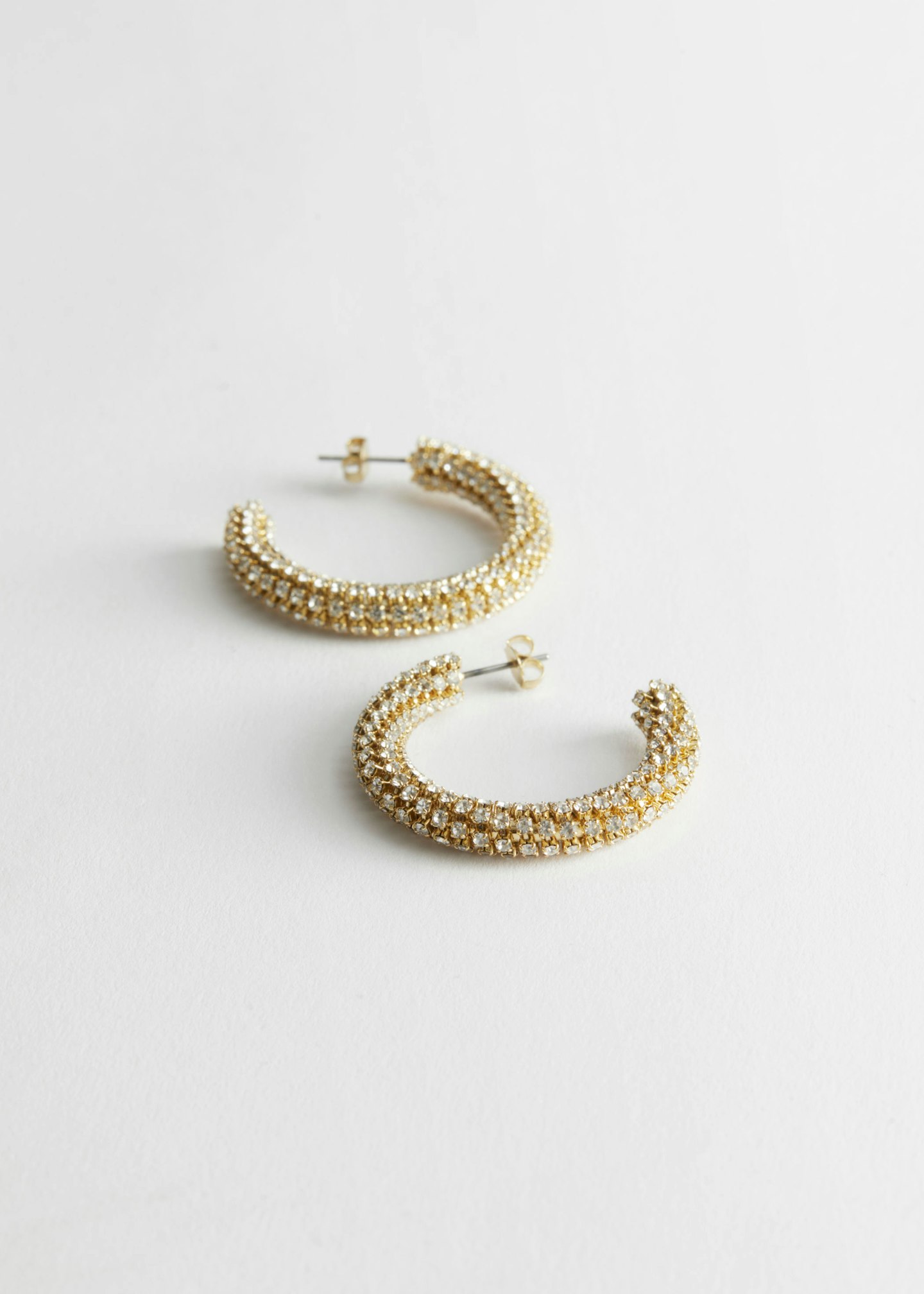 & Other Stories, Rhinestone Stripe Hoop Earrings, WAS £23 NOW £13